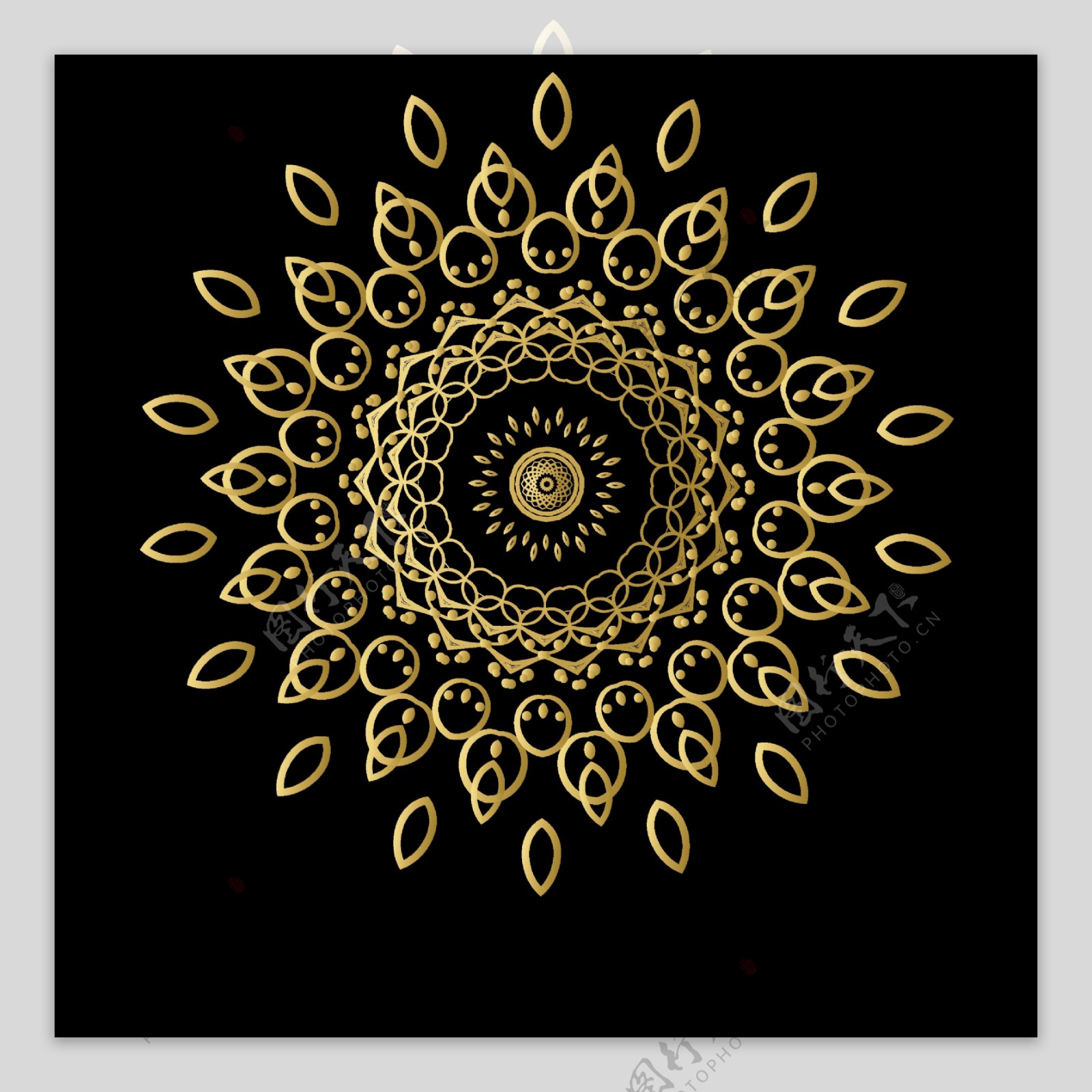 抽象金色圆形花边免抠png透明图层素材