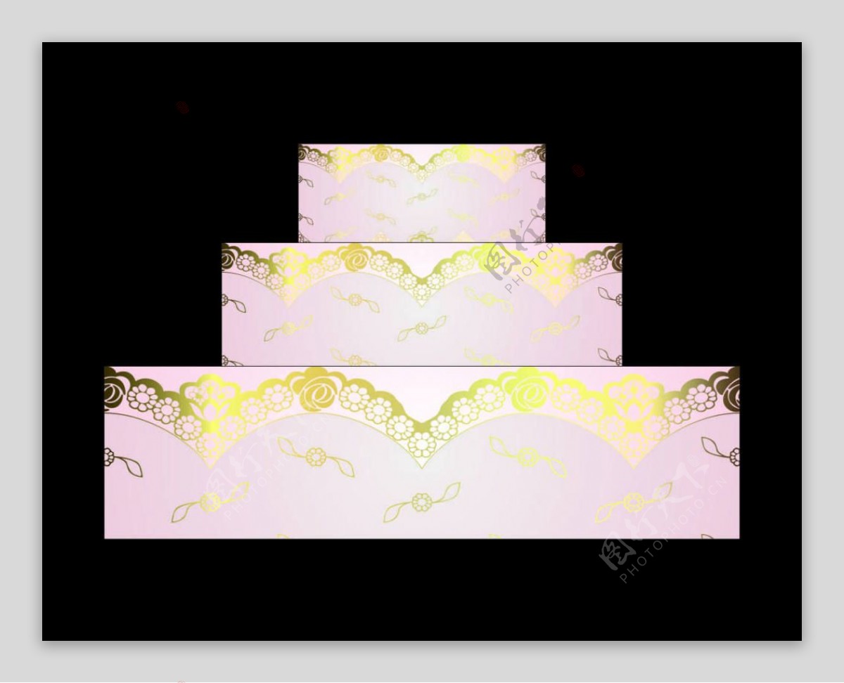 粉色婚礼蛋糕组合展板