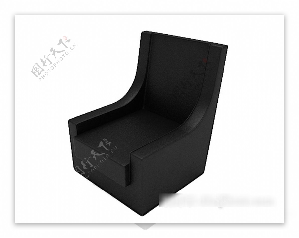 简约单人黑色沙发3d模型下载