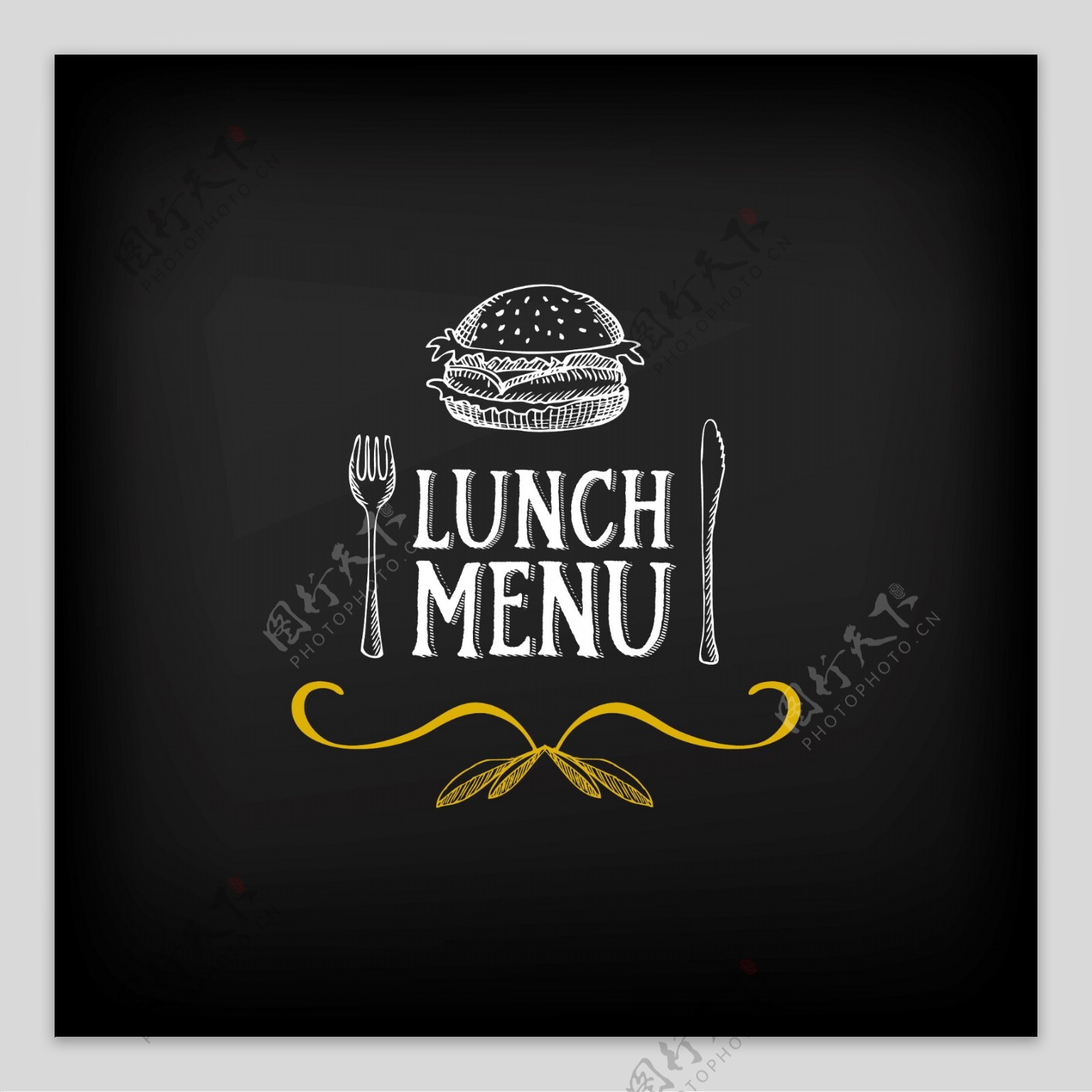 西餐午餐菜单标志Logo矢量