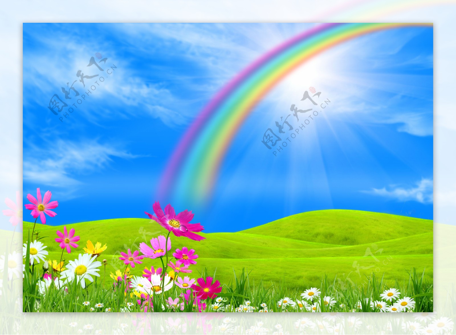 草原美丽彩虹图片图片