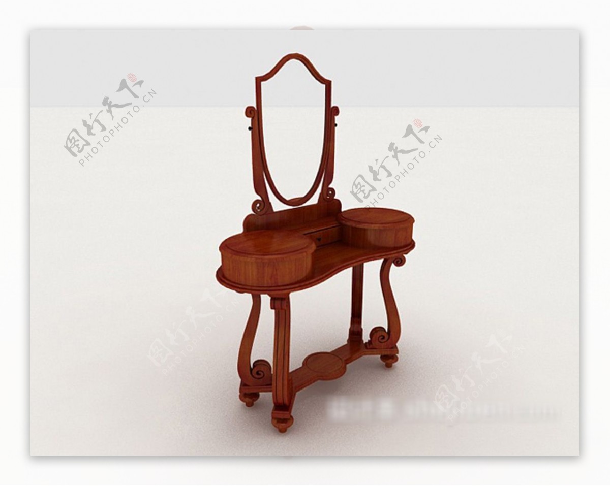 中式梳妆桌子3d模型下载