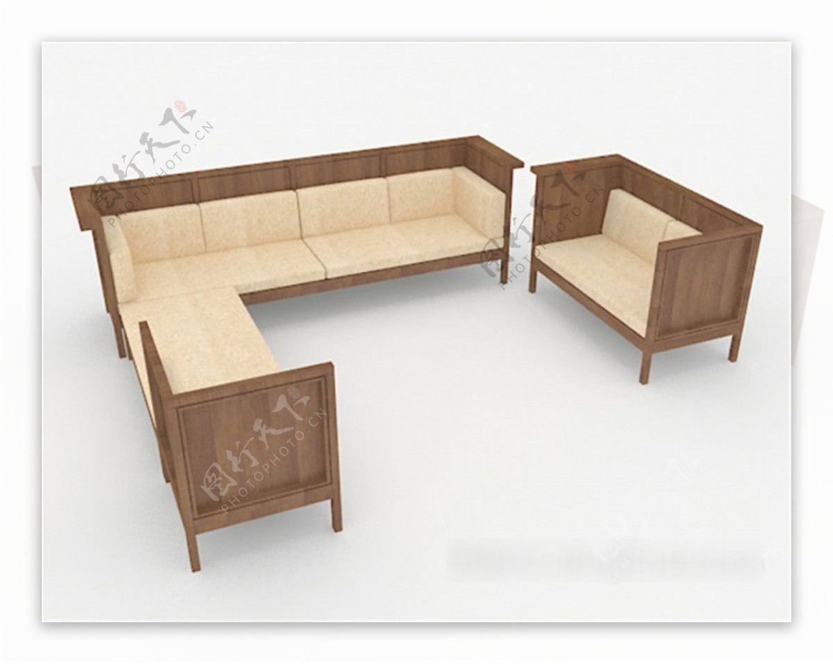 木质沙发模型效果图