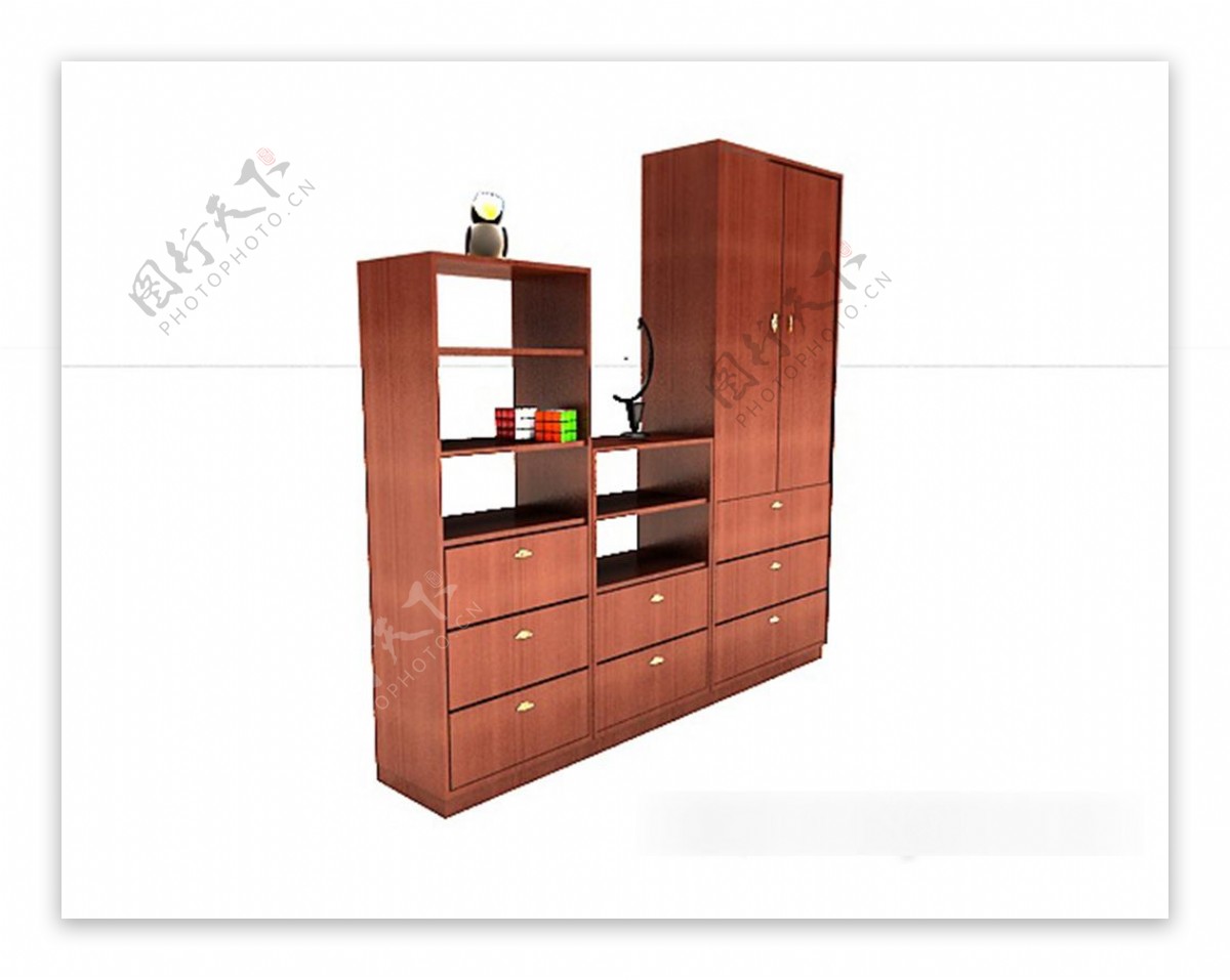 现代木质柜子3d模型下载