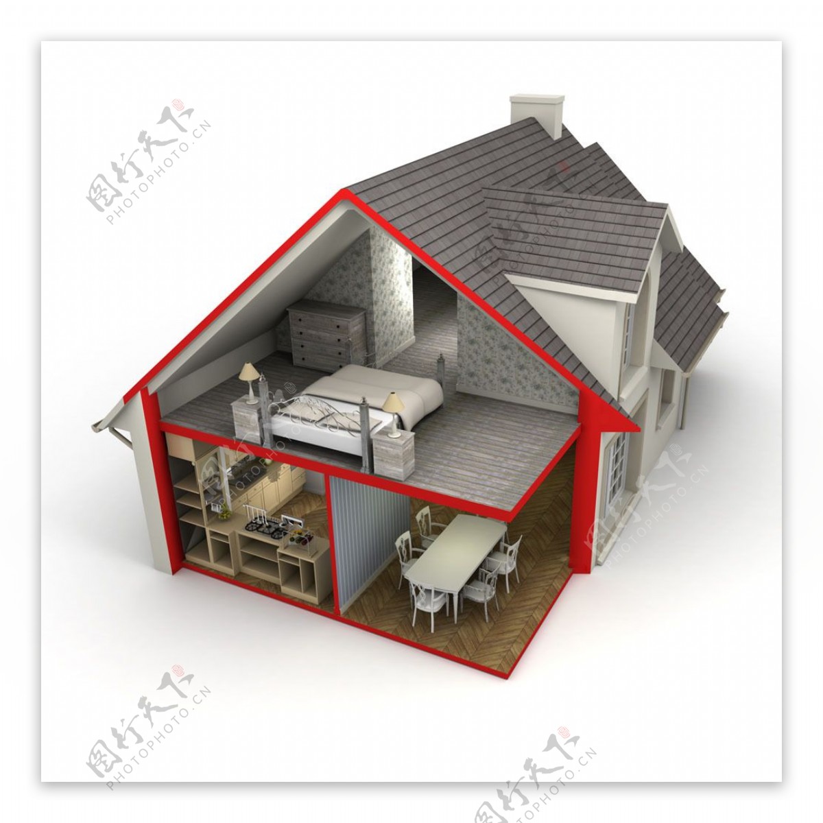 3d房子模型的内部构造图片