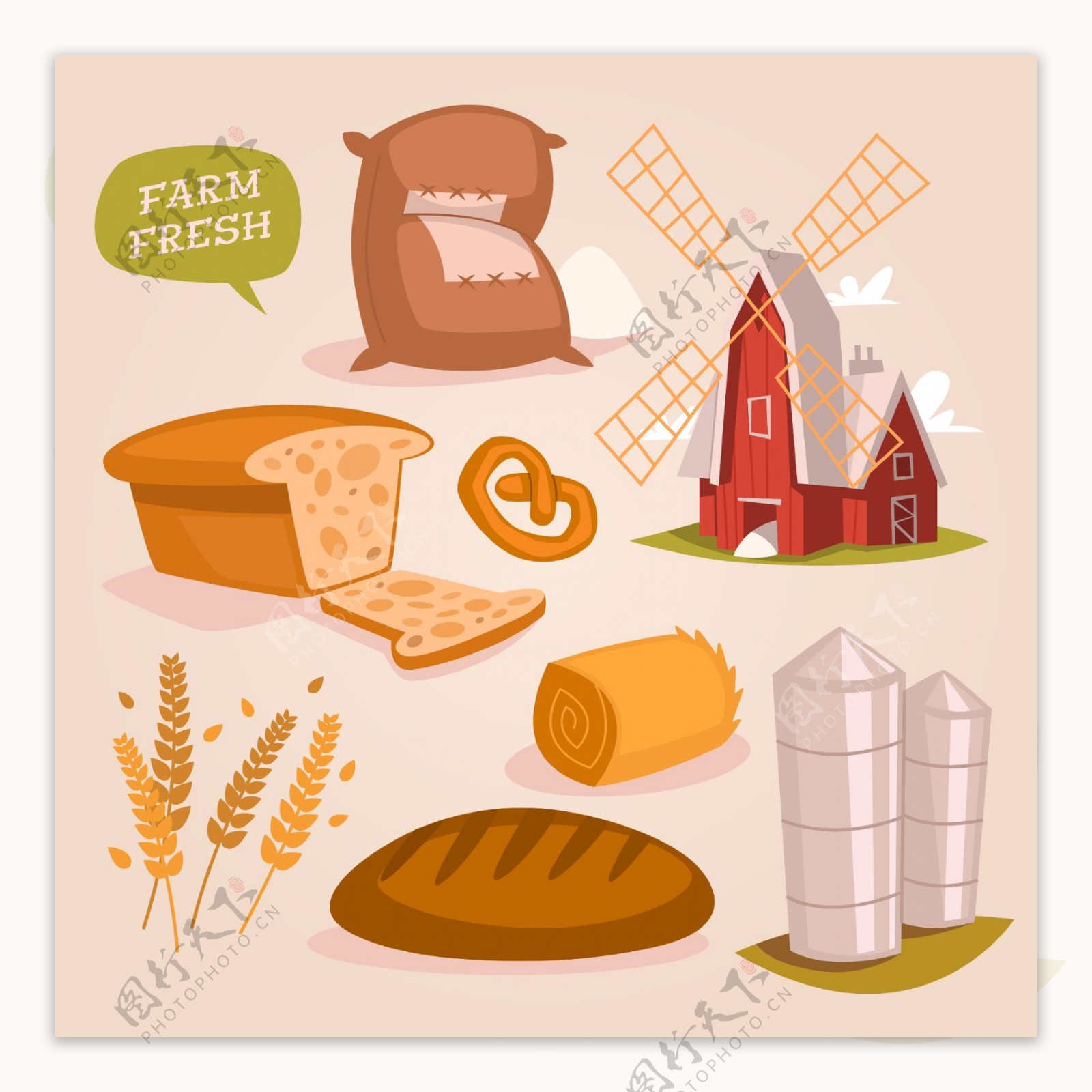 面包工厂元素插画