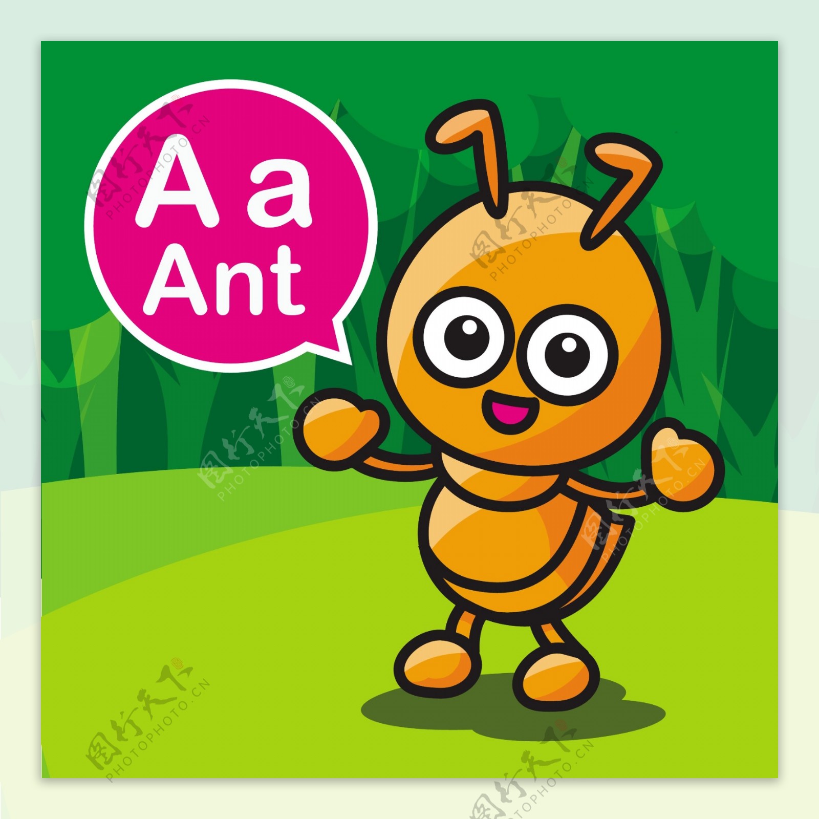 蚂蚁卡通小动物矢量背景素材