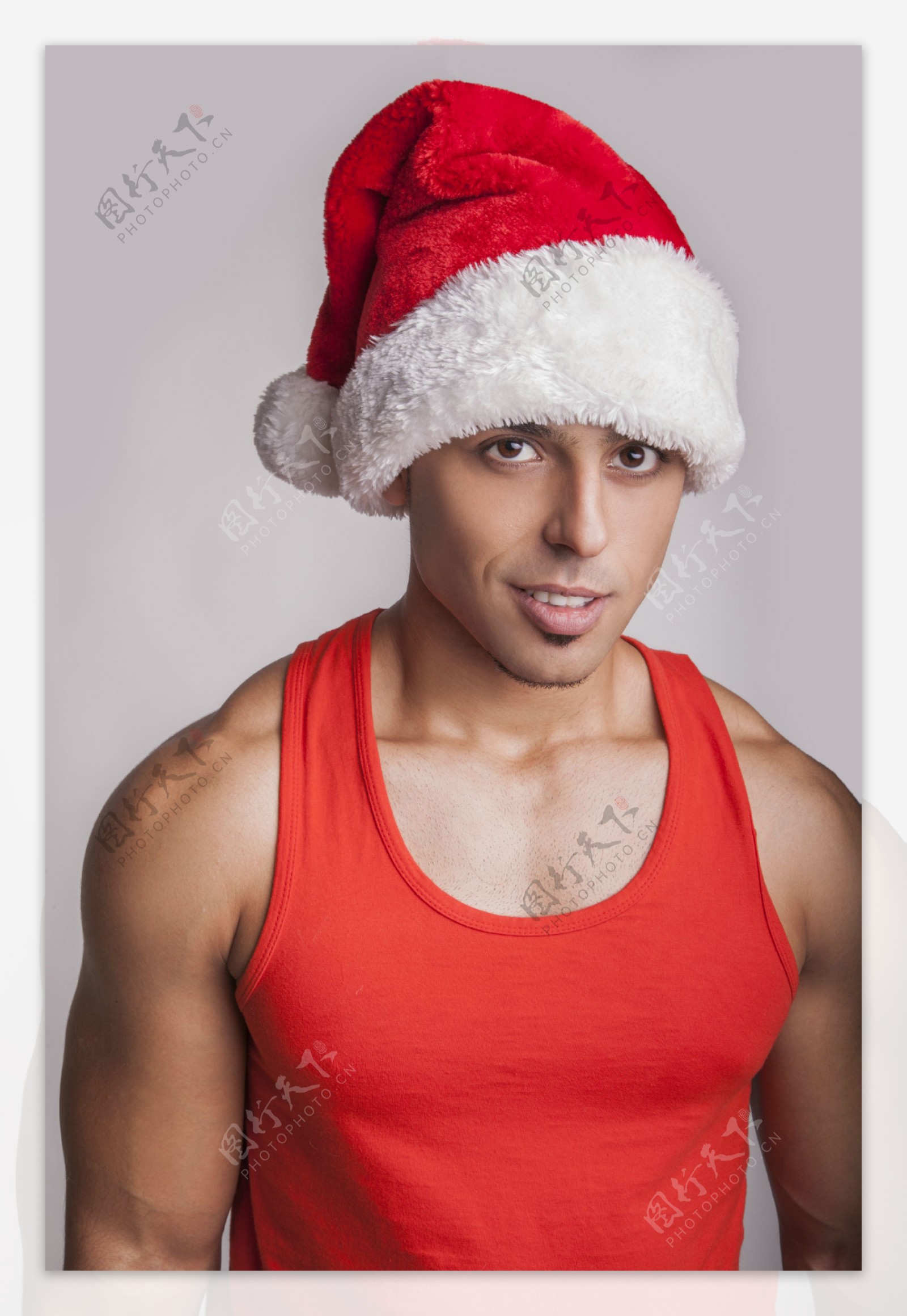 戴着圣诞帽的性感帅哥图片