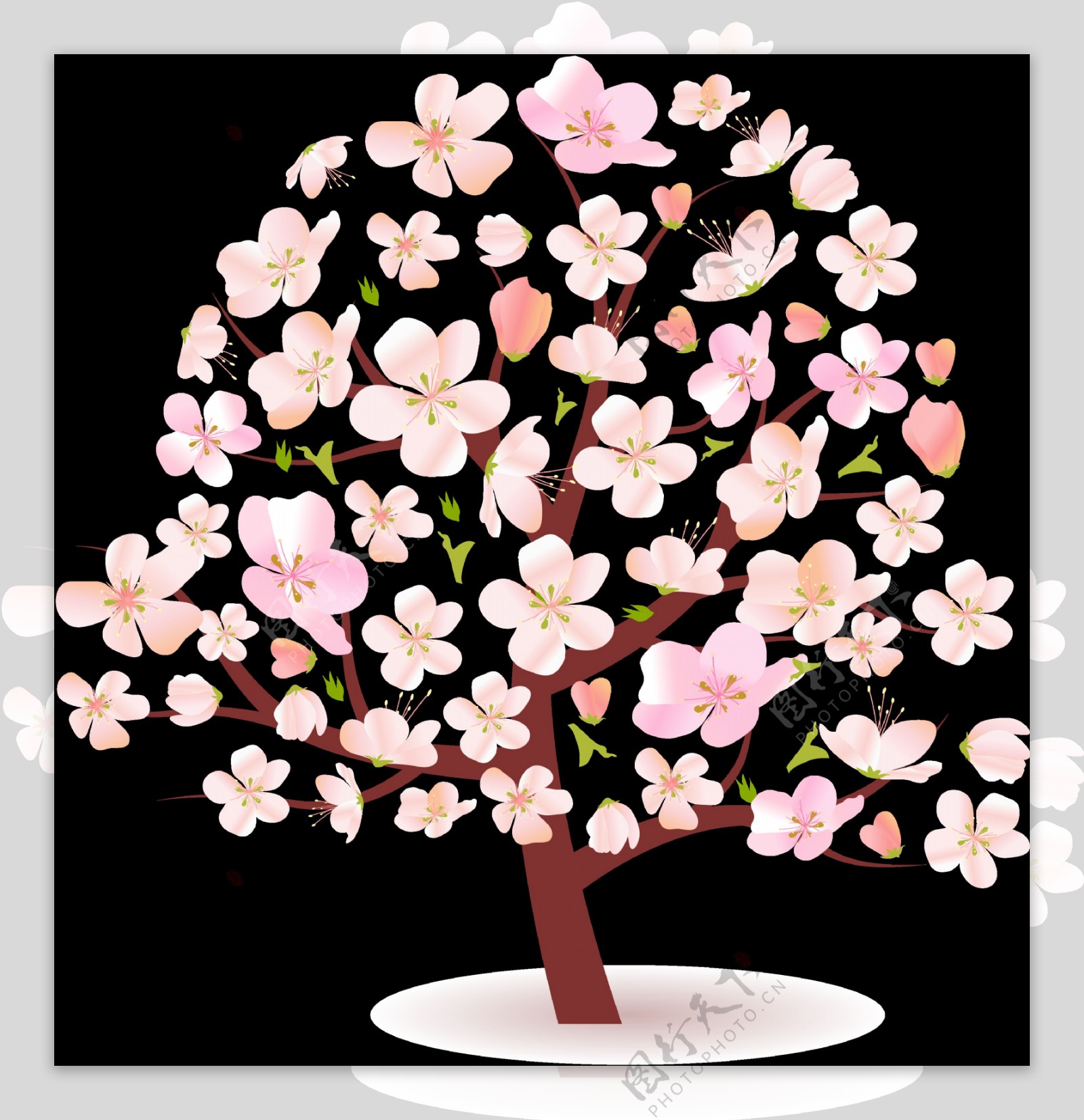 漂亮桃花大树图形素材免抠png透明素材