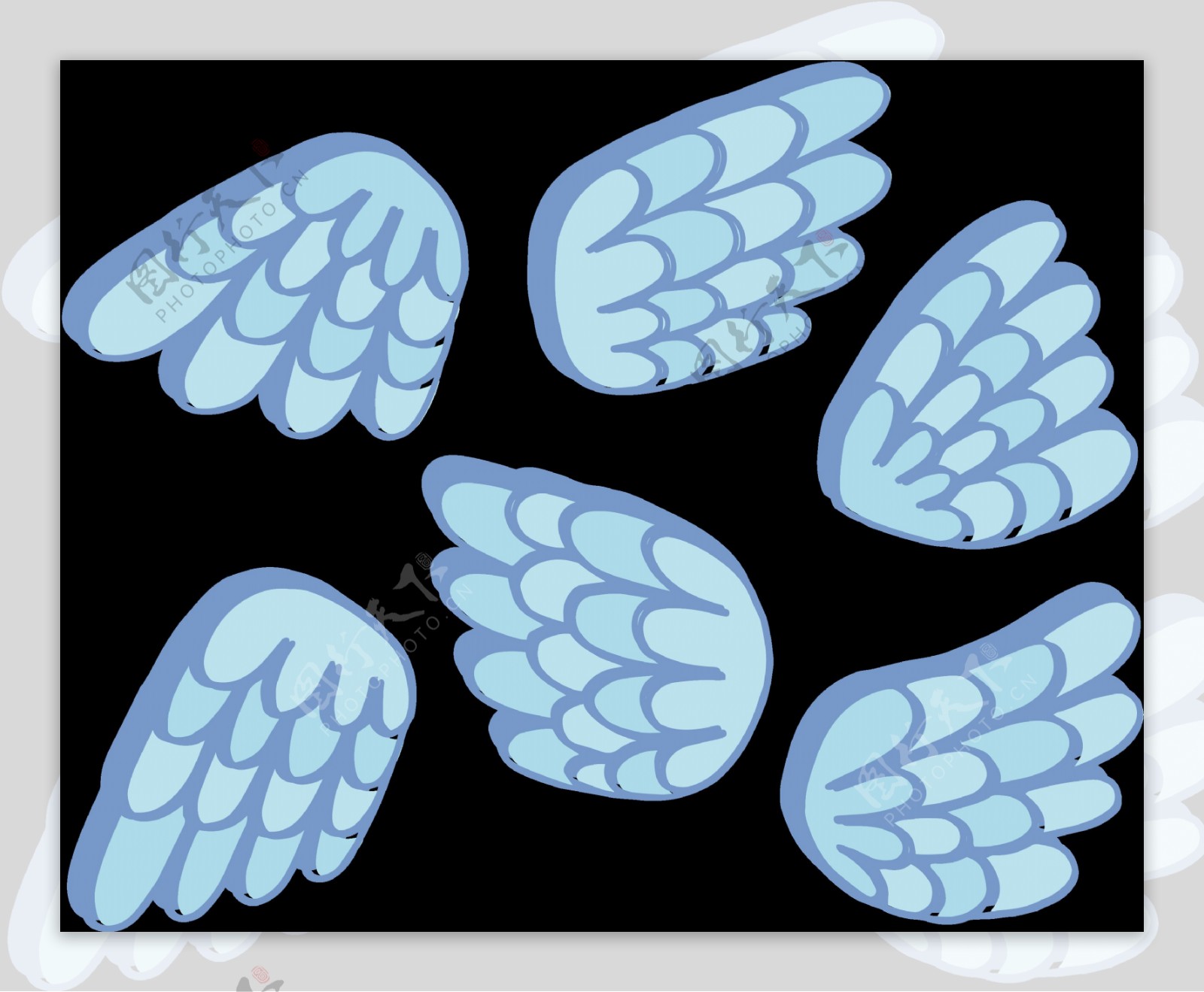 卡通风格蓝色翅膀免抠png透明图层素材