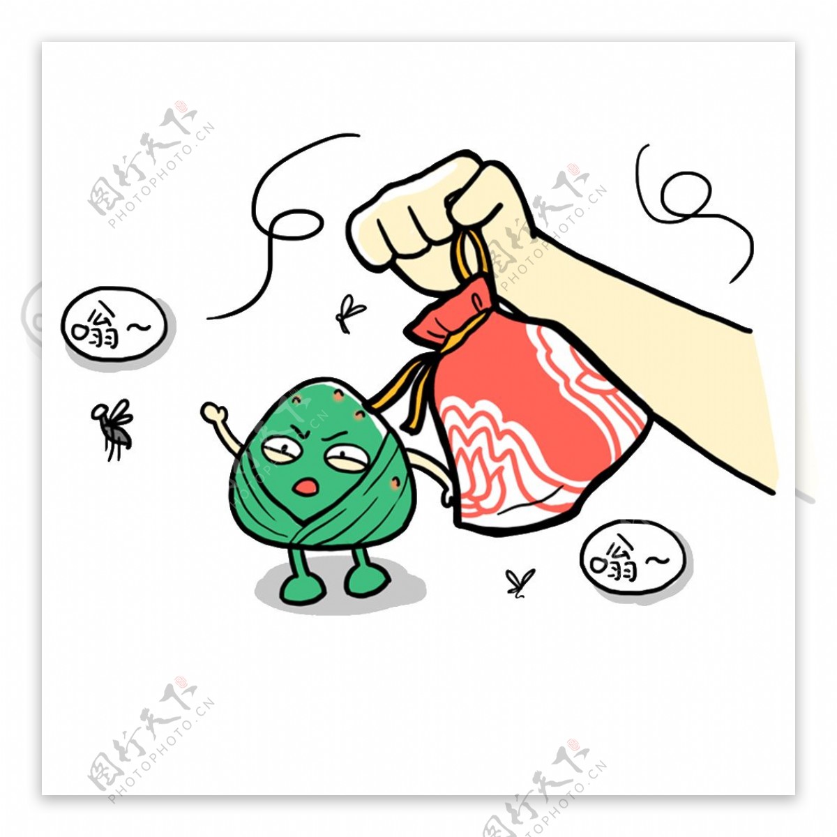 端午节卡通手绘粽子福袋素材