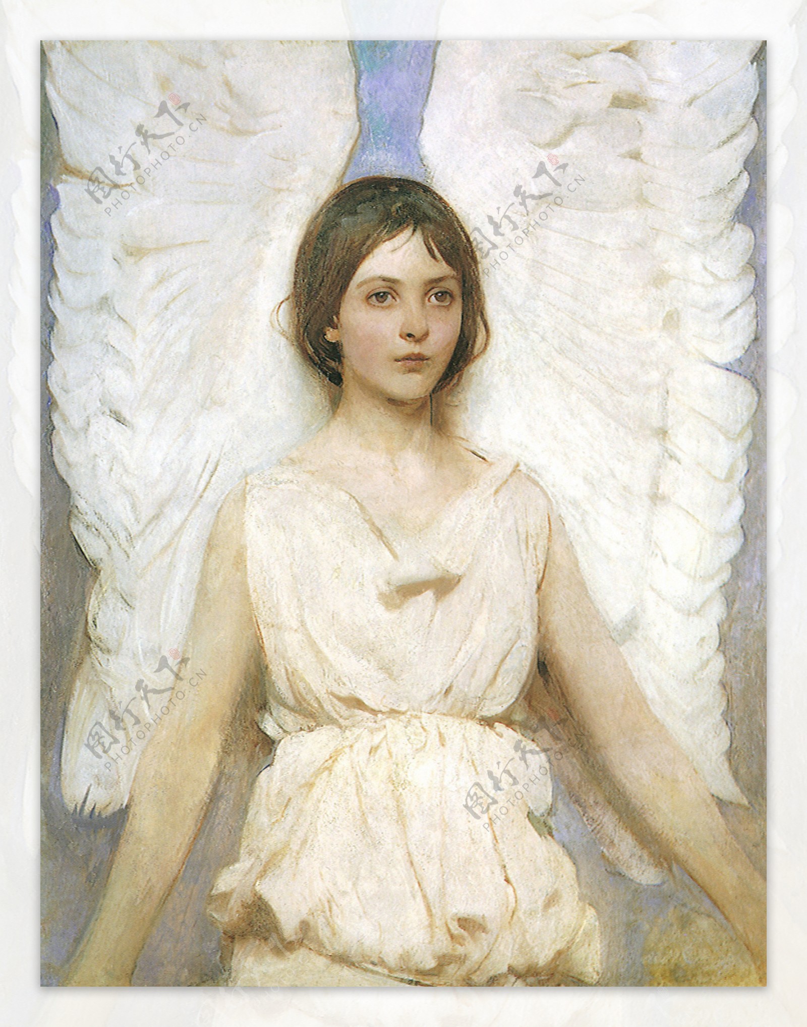 天使女孩油画图片