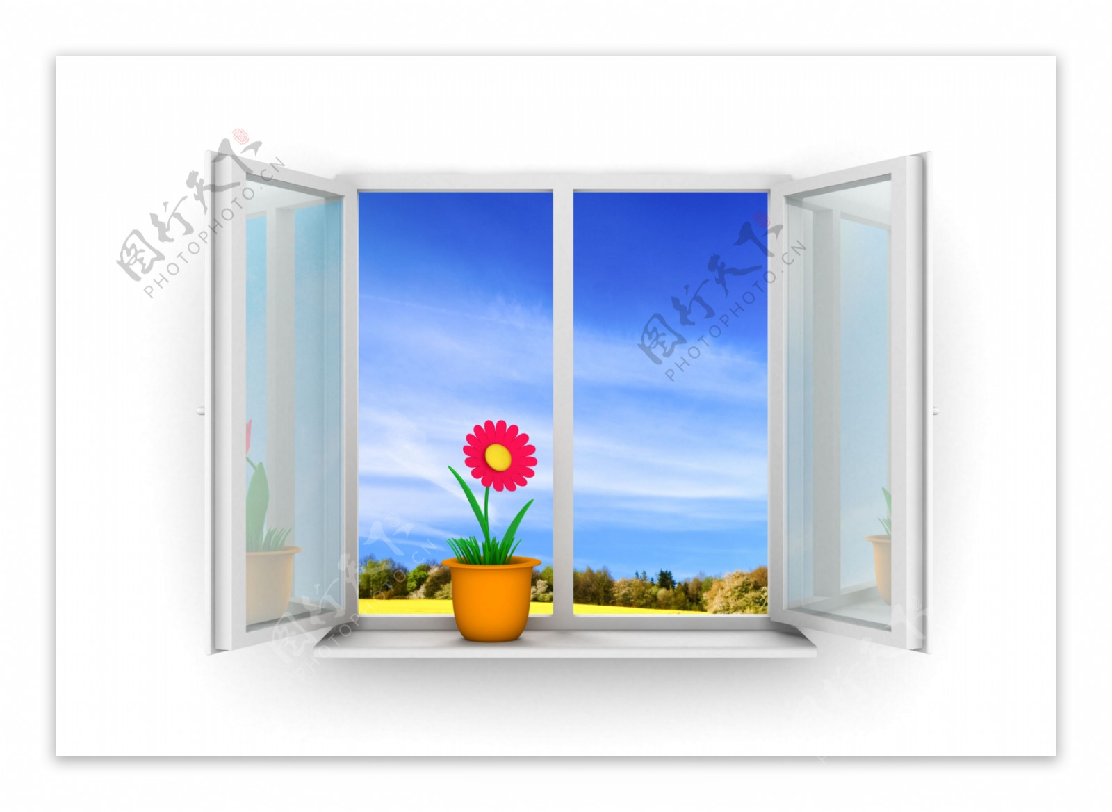 窗台上的花盆图片