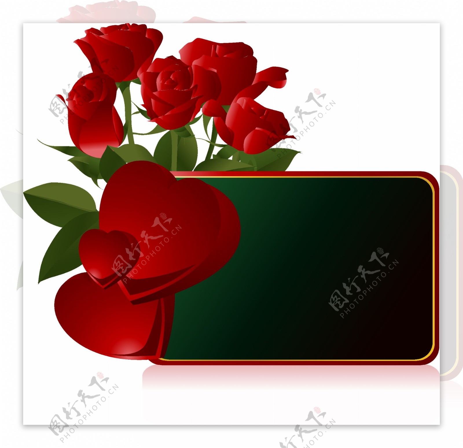 红色玫瑰花心形情人节元素
