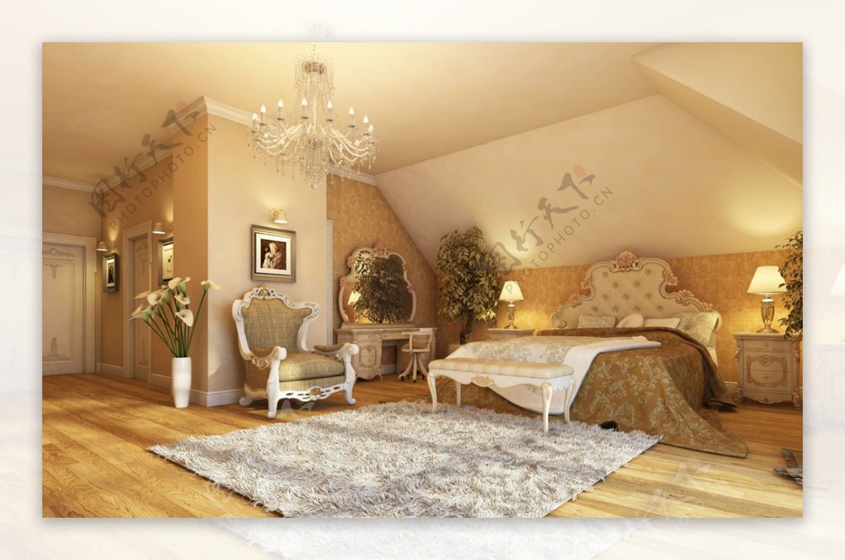 欧式华丽卧室效果图图片