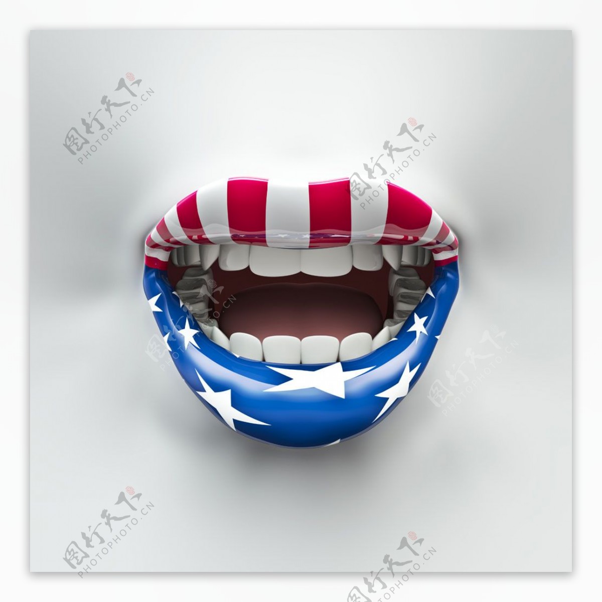 美国国旗图案嘴唇模型