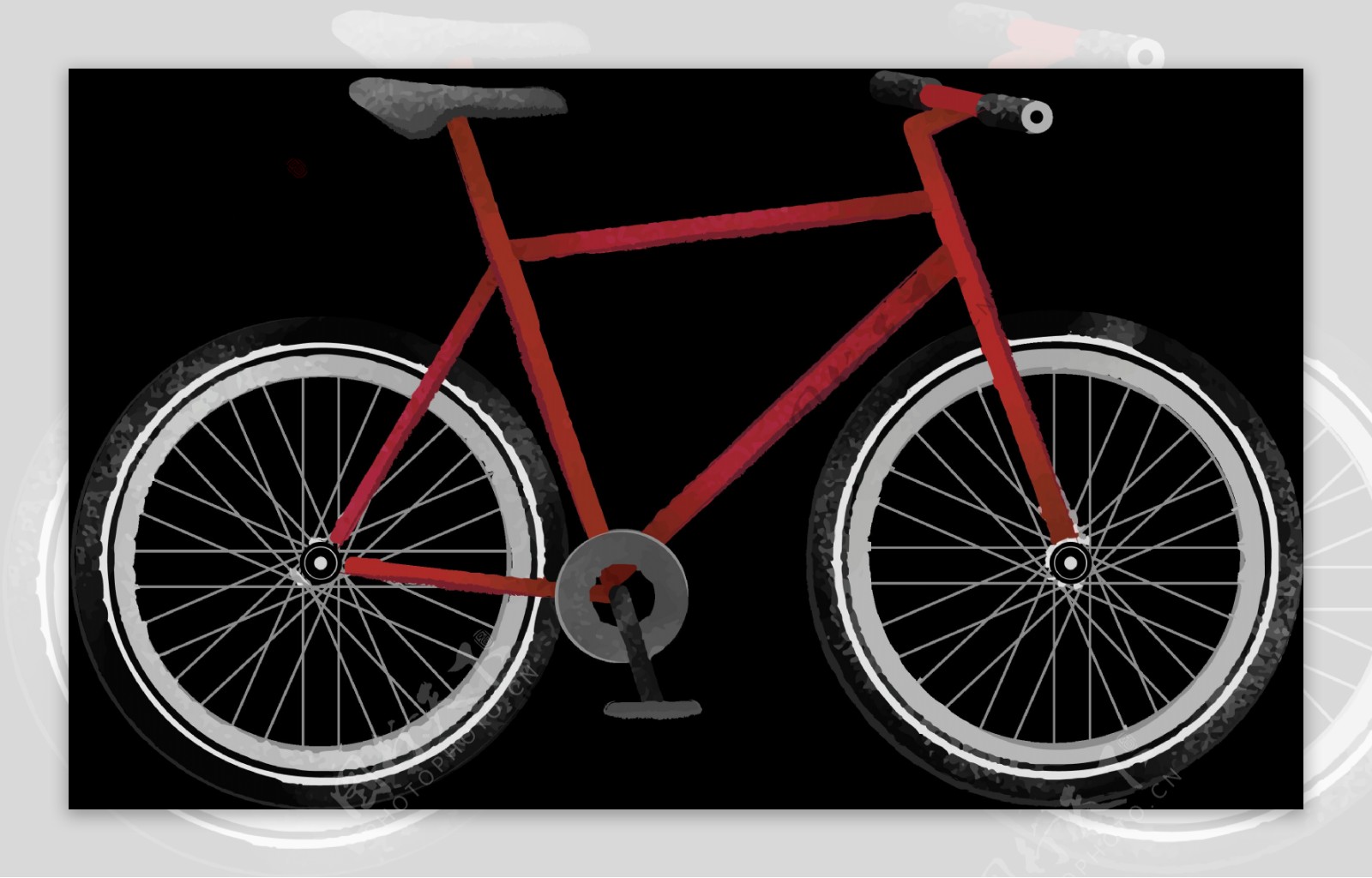 红色简约自行车插画免抠png透明图层素材