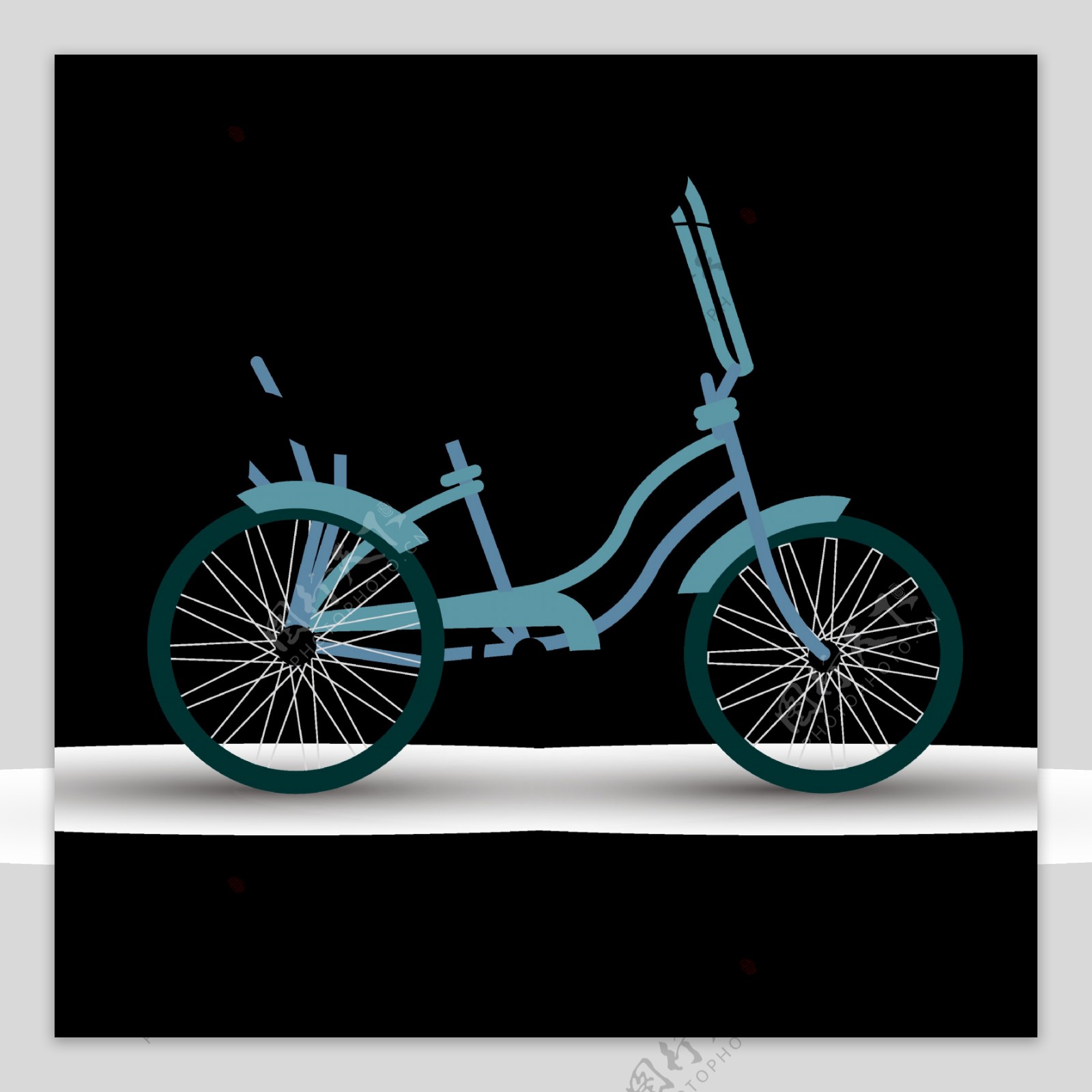 蓝色自行车插画免抠png透明图层素材