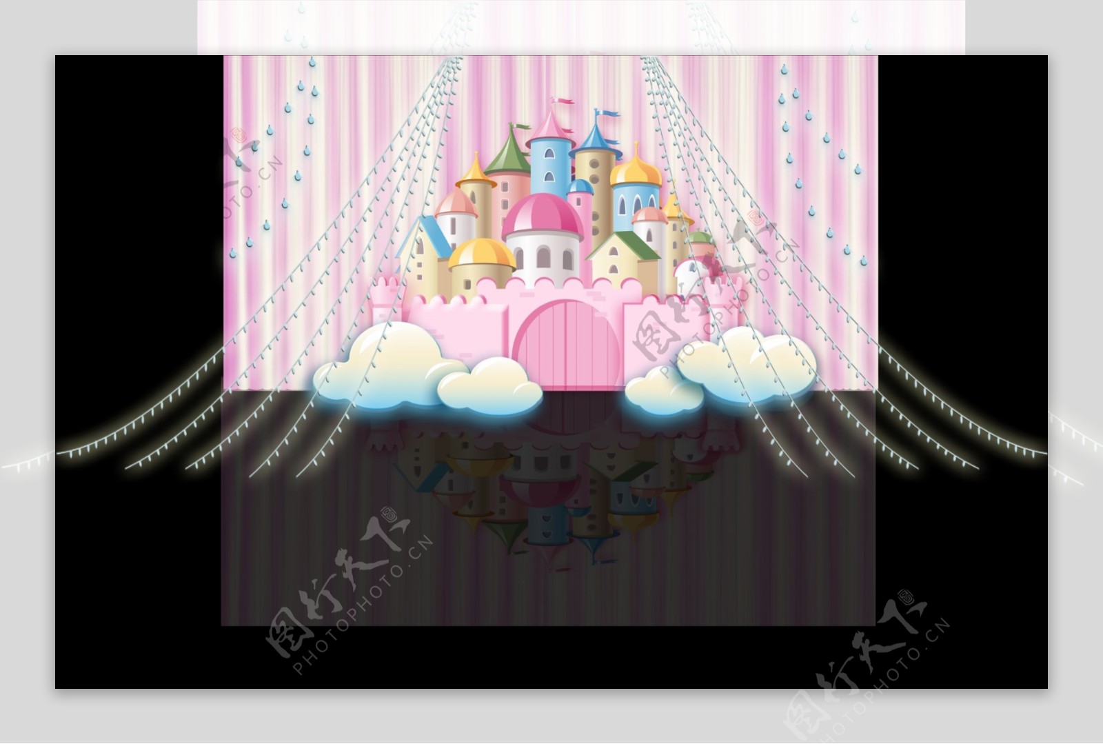 粉色卡通城堡背景
