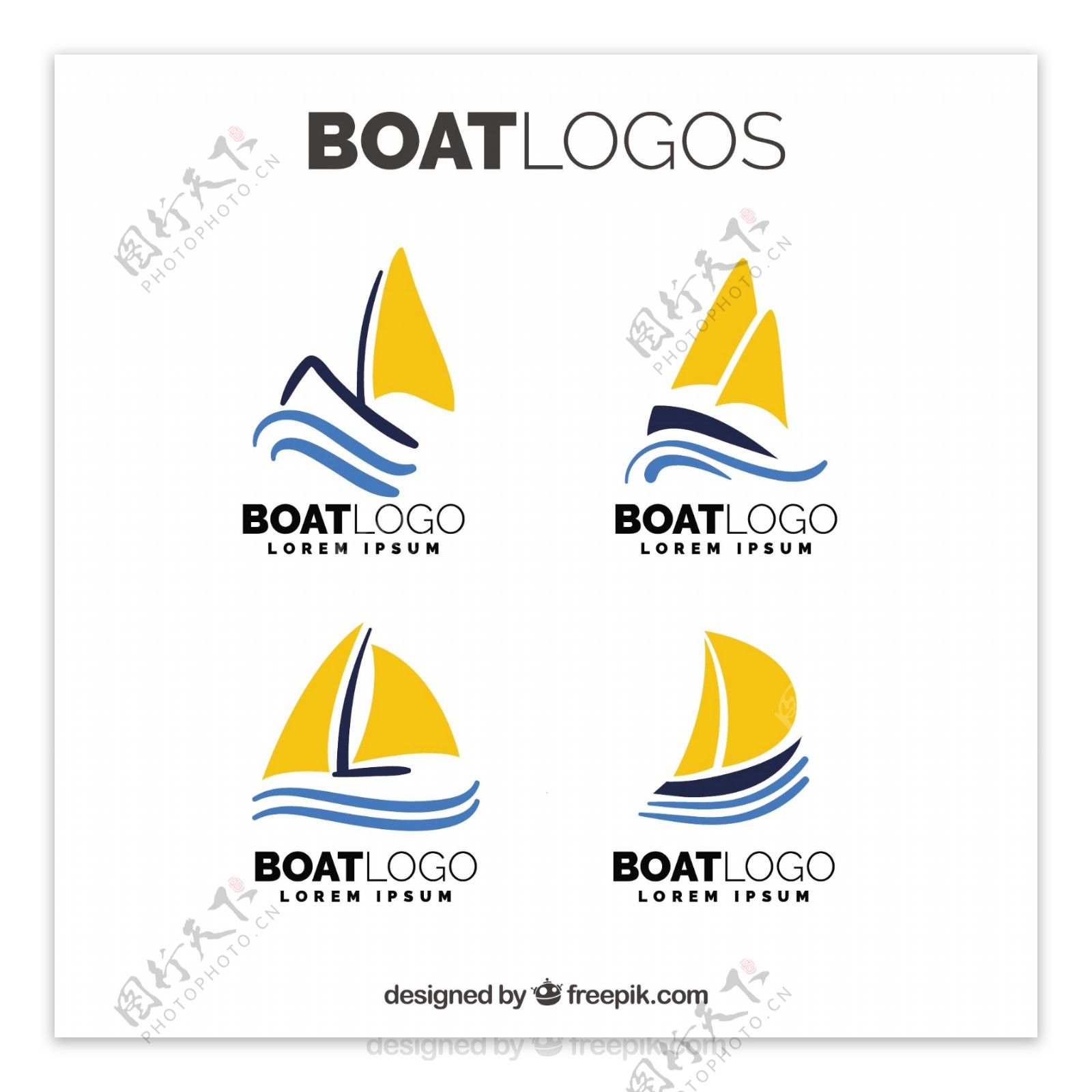 橙色帆船标志logo