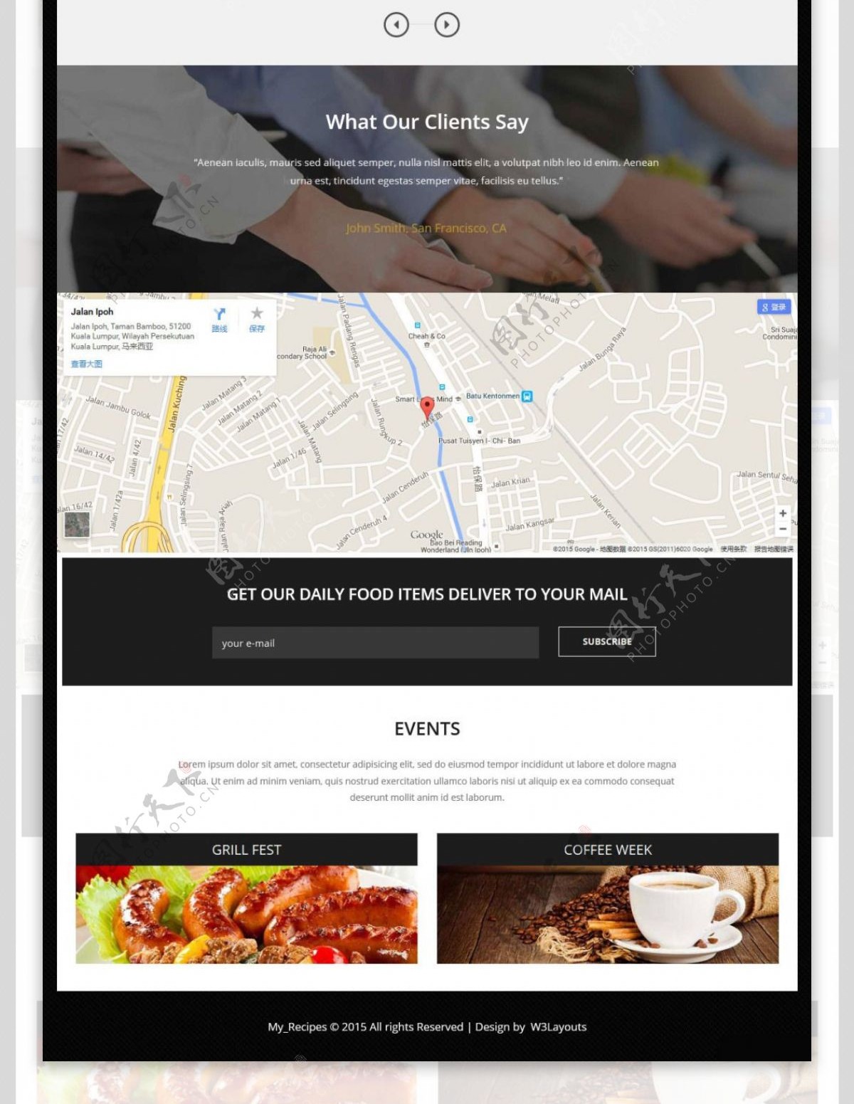 高级餐厅介绍响应式网页模板