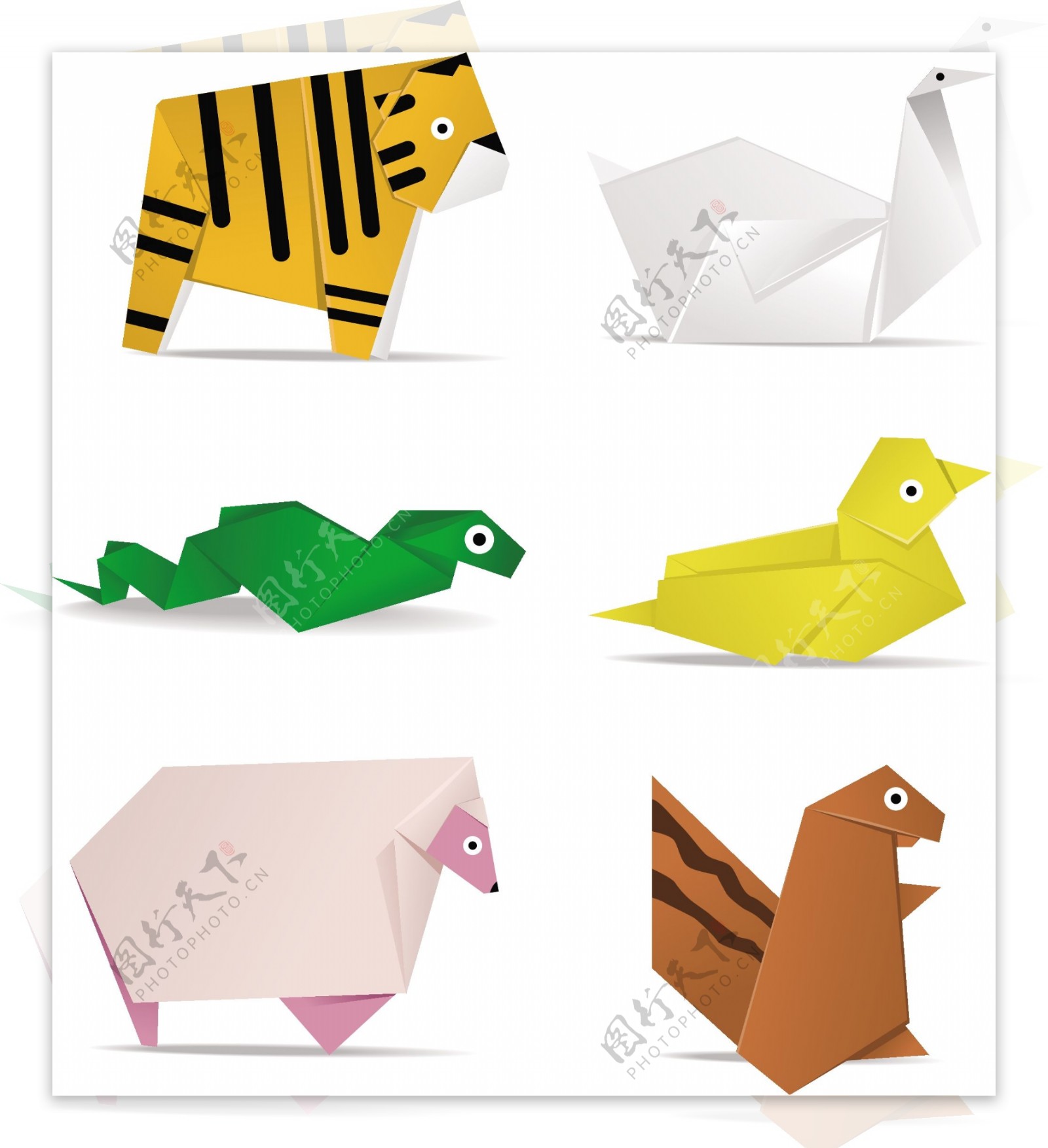 各种折纸动物矢量素材