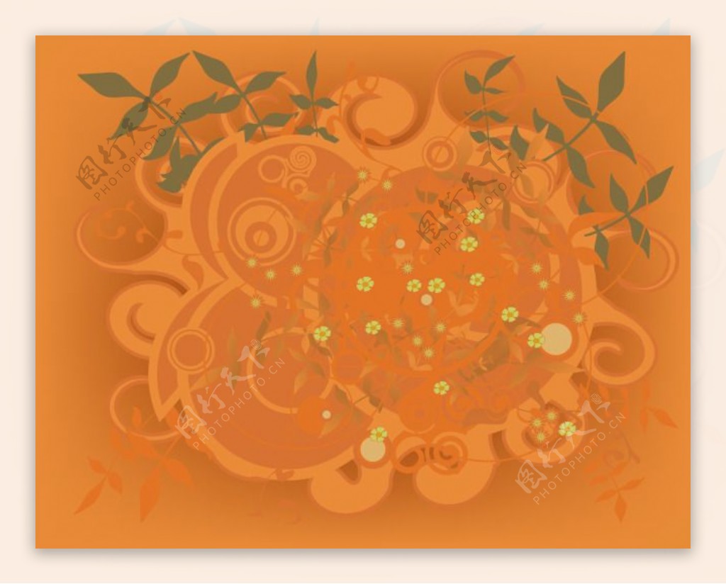 橙色装饰花纹图案