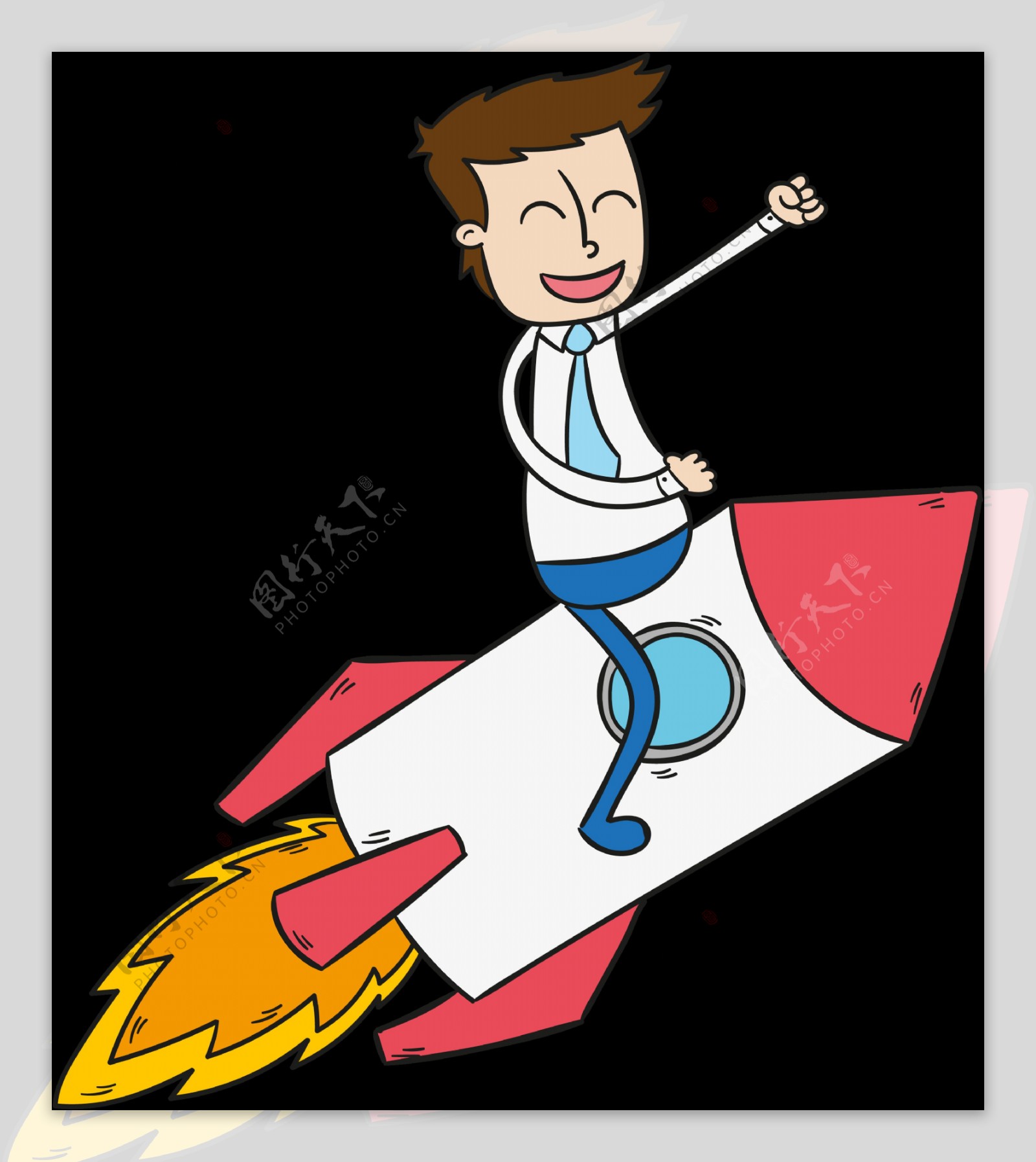 卡通坐火箭的大胡子男子矢量图图片素材-编号32091462-图行天下
