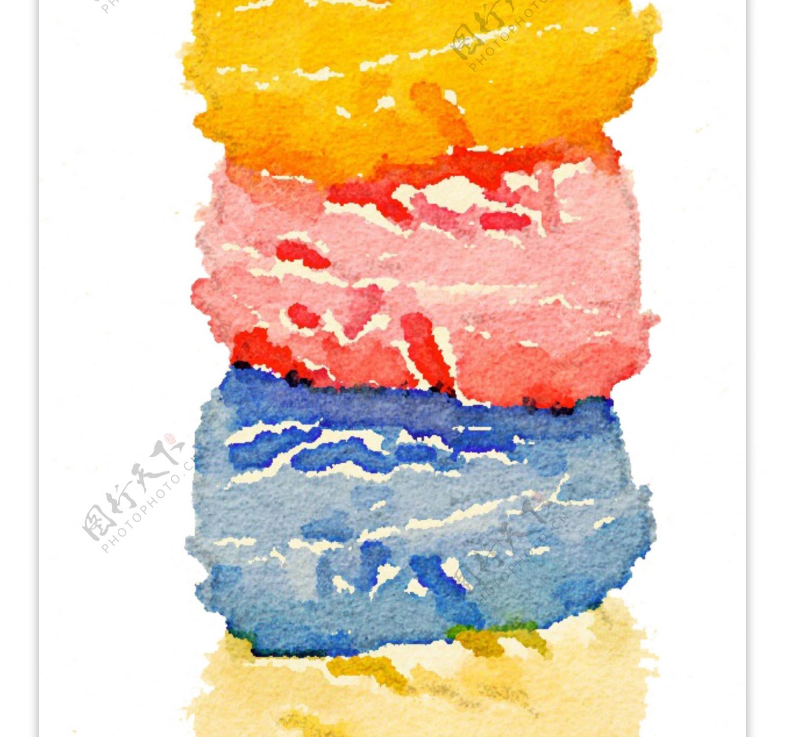 夏天元素水彩手绘清新风格甜筒冰激凌