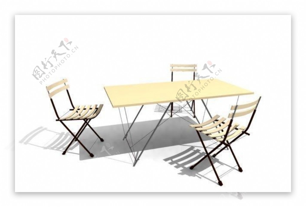 MAX3人餐桌椅3D模型