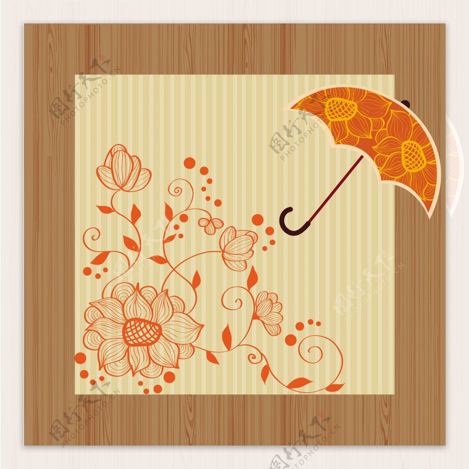 花纹伞背景矢量图
