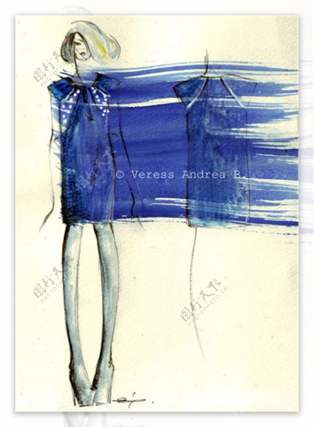 蓝色紧身裙设计图