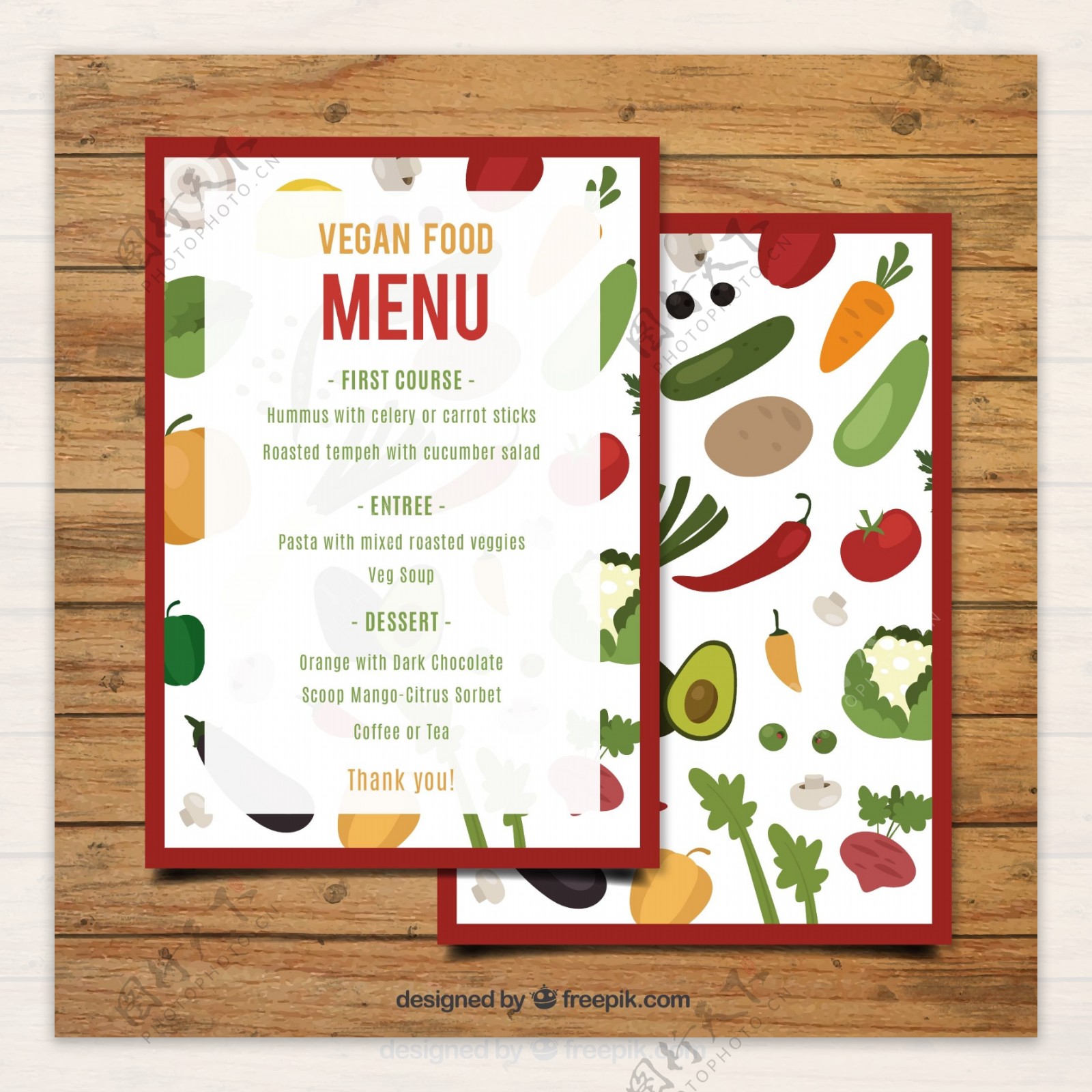 彩色卡通蔬菜食物背景菜单