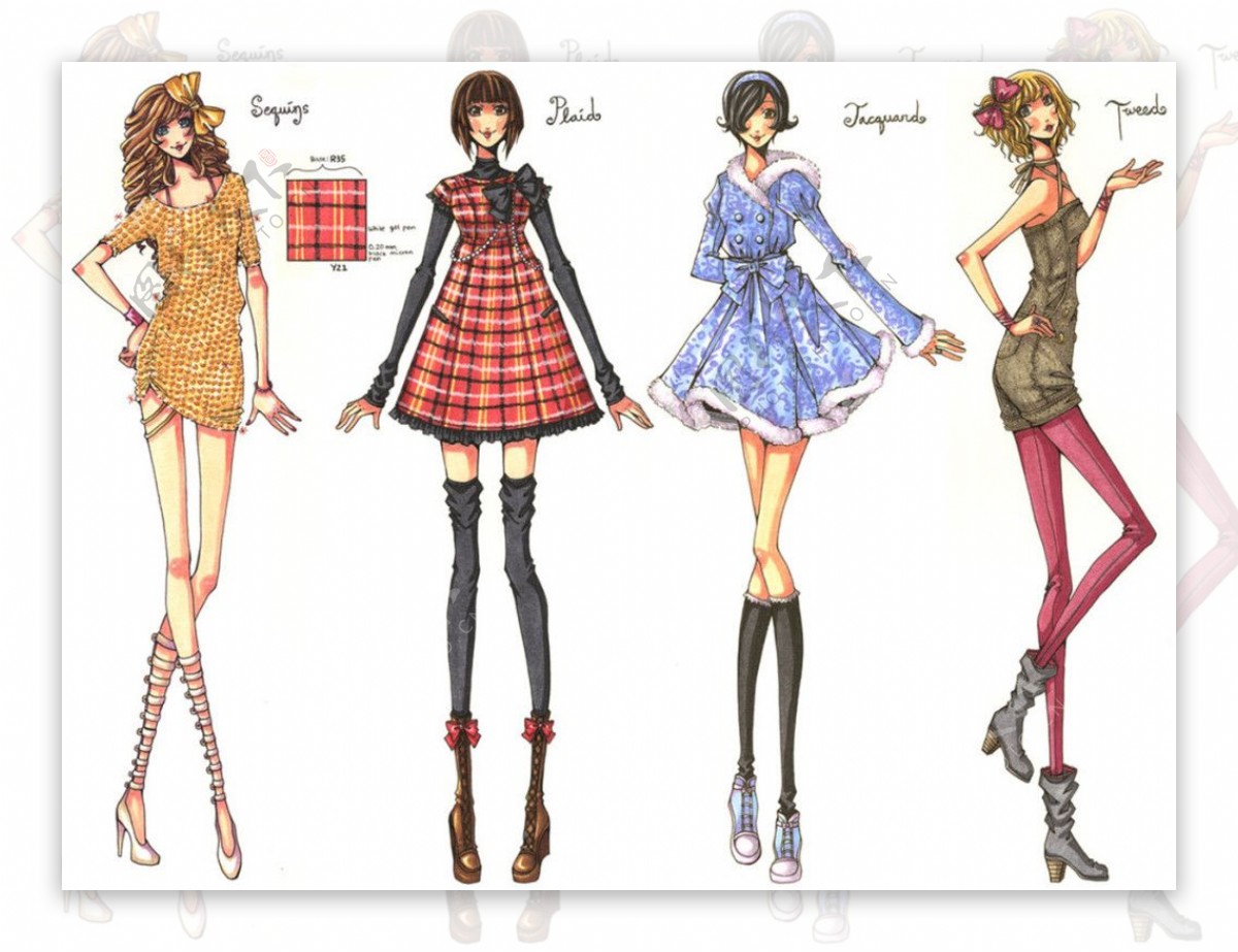 4款时尚女装设计图
