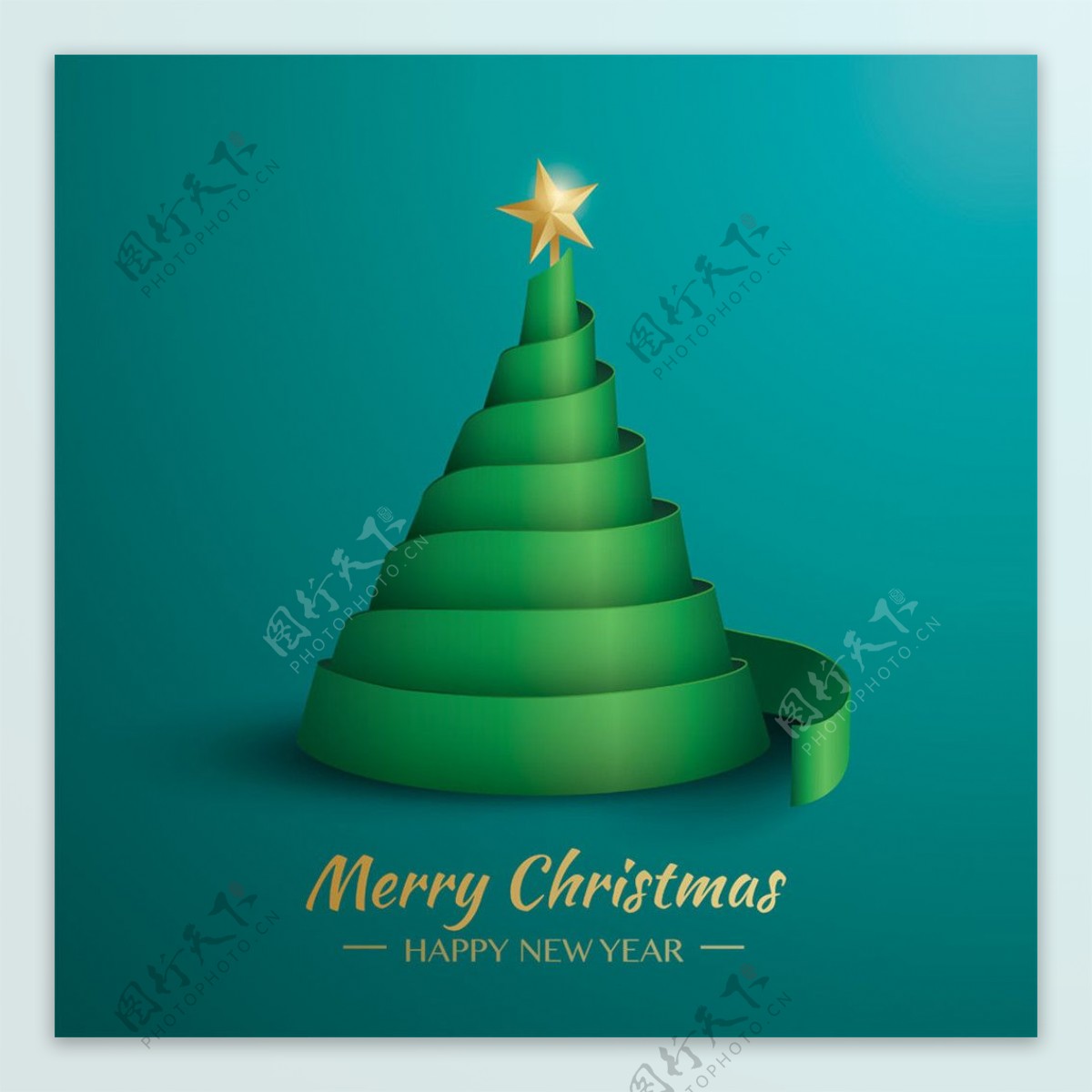 绿色丝带圣诞树图片
