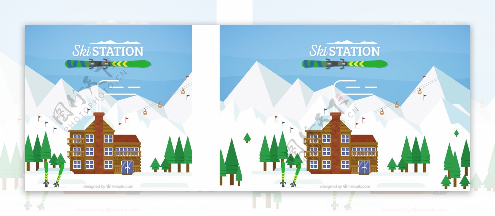 雪山滑雪场平面设计背景