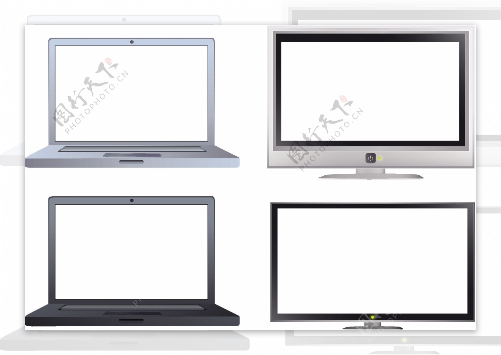 手绘电脑笔记本显示器空白贴图模板