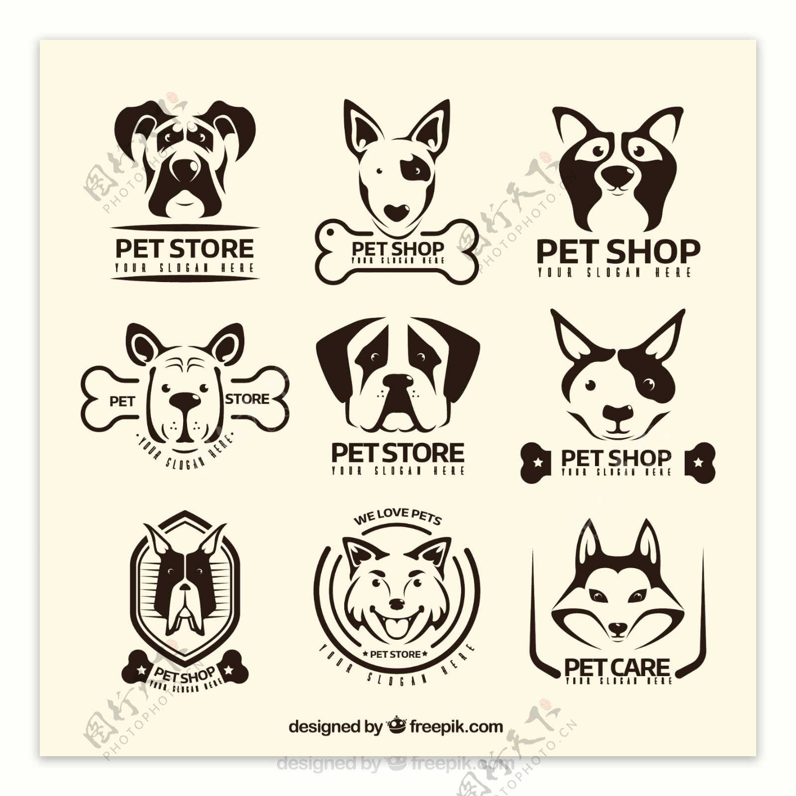 复古标志与装饰狗品种