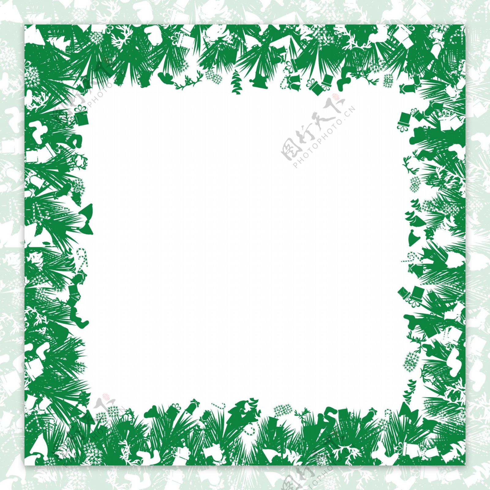 圣诞节绿色植物边框