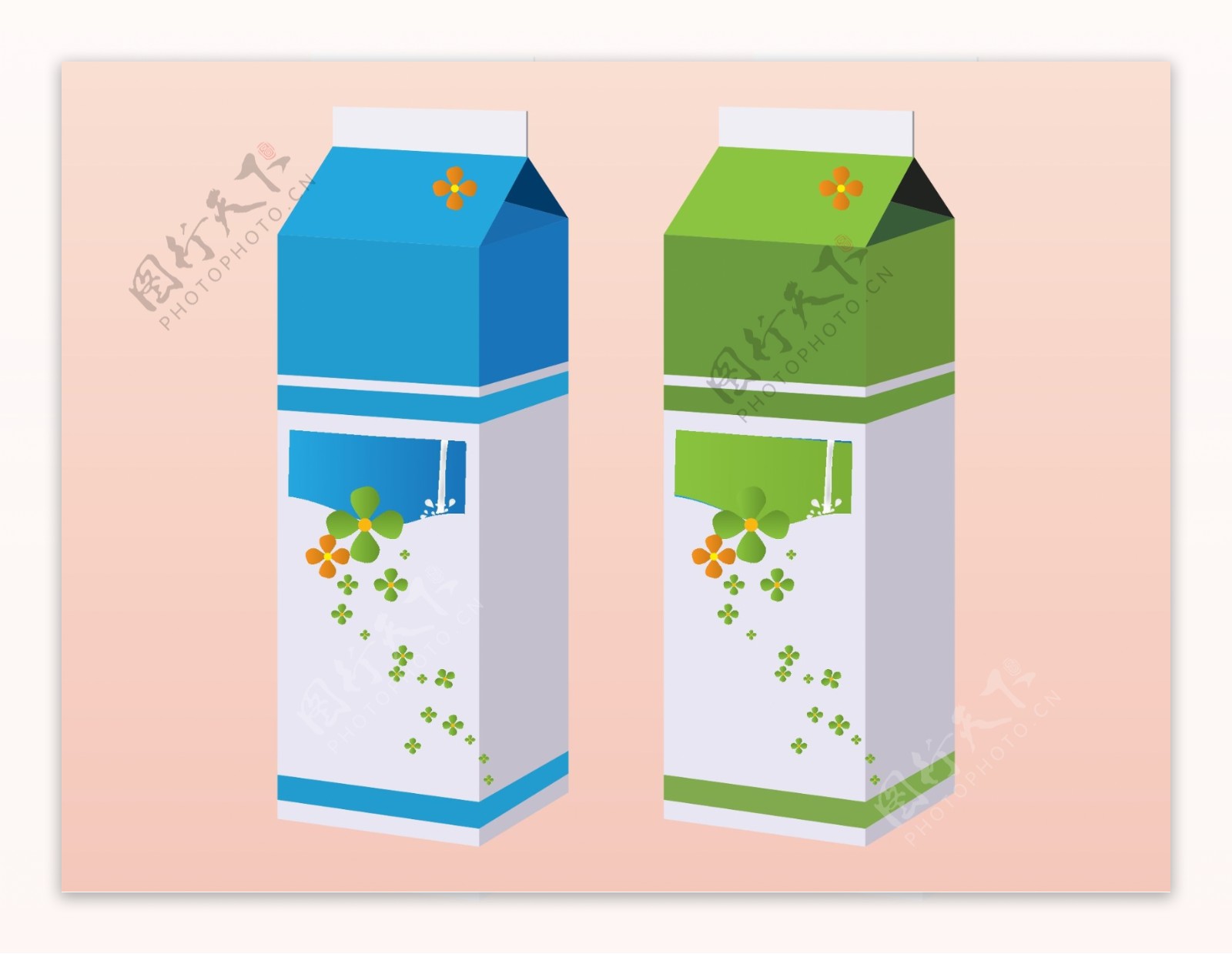 矢量果汁饮料包装盒子