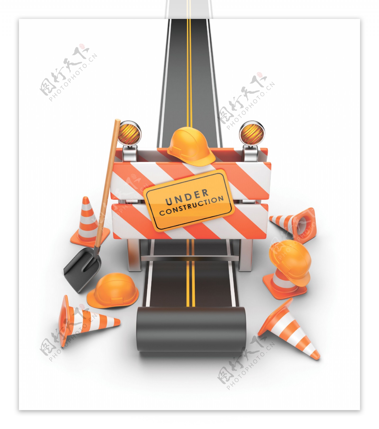 公路施工标志图片
