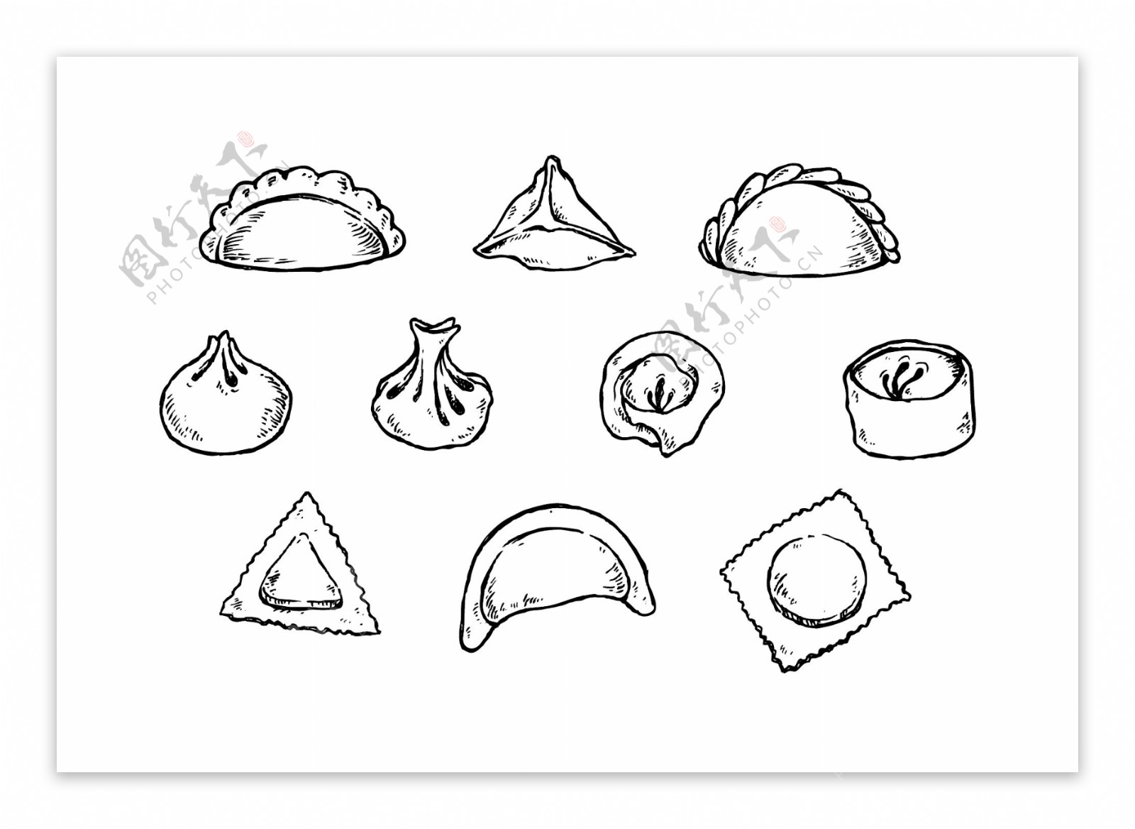 手绘饺子图标