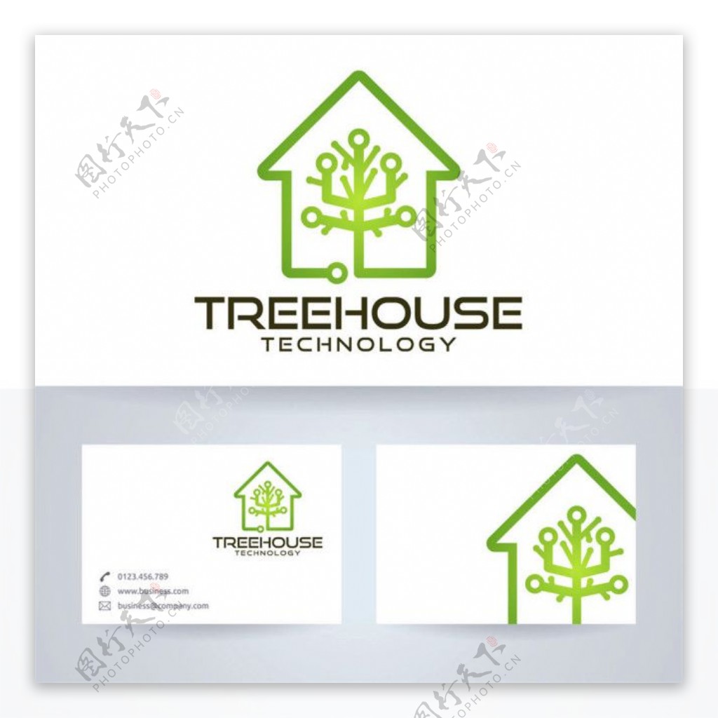绿色环保房屋标志图片