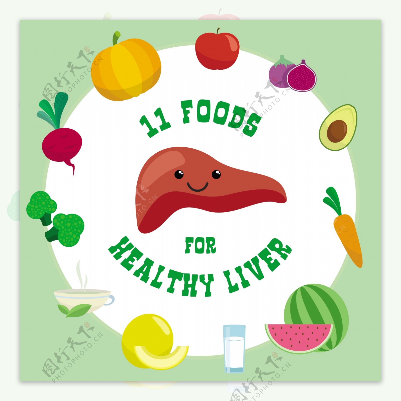 健康绿色矢量食物