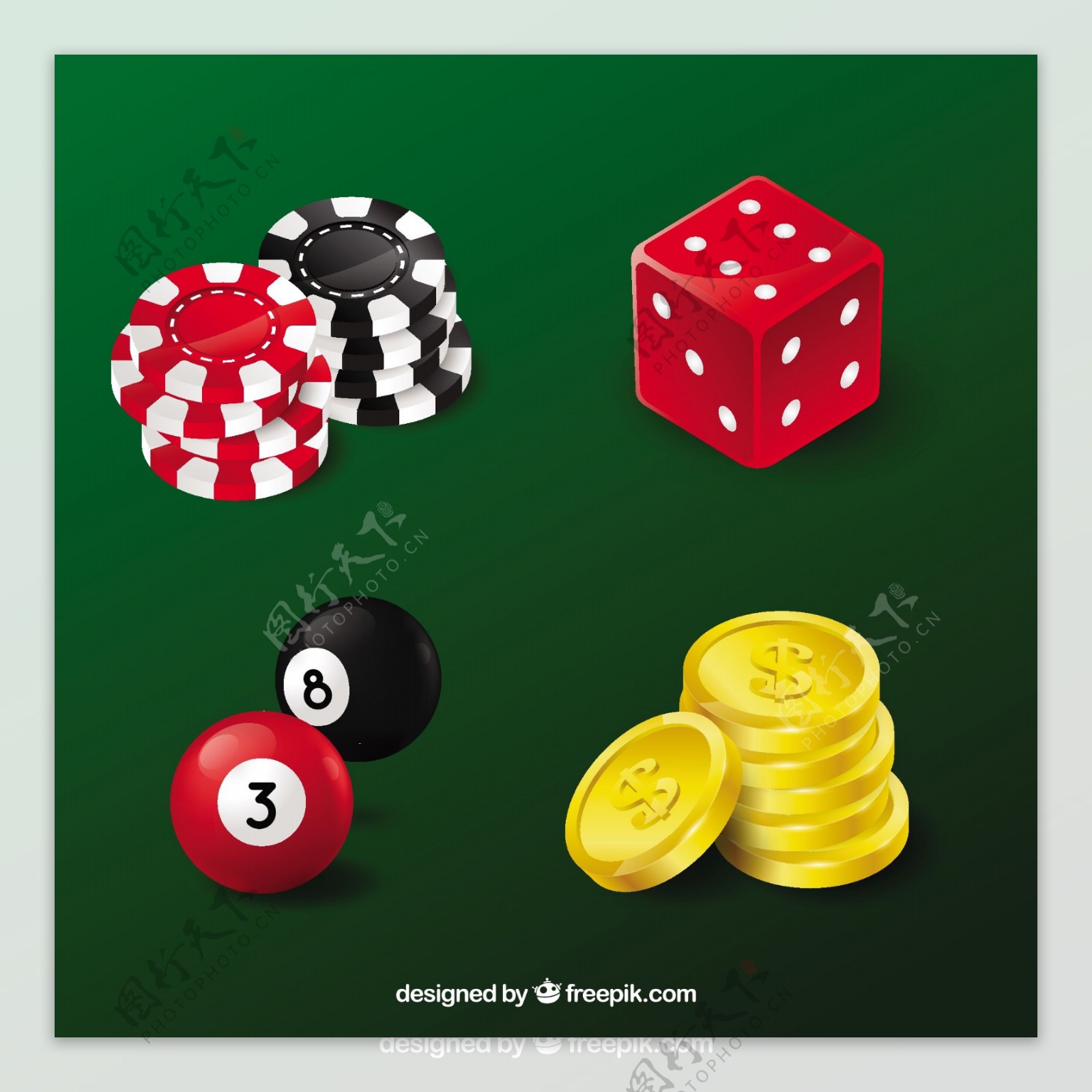 各种赌场元素赌具矢量素材