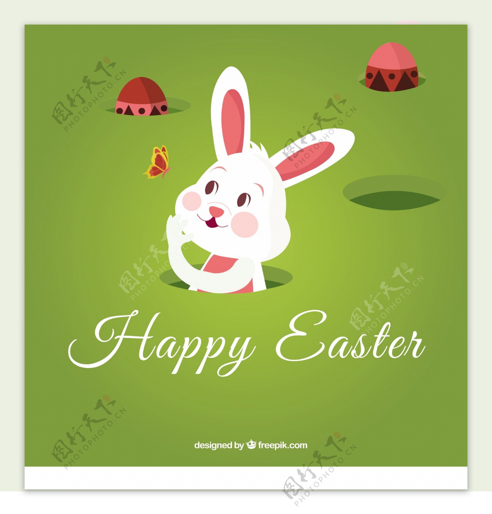 复活节和白兔子的卡片