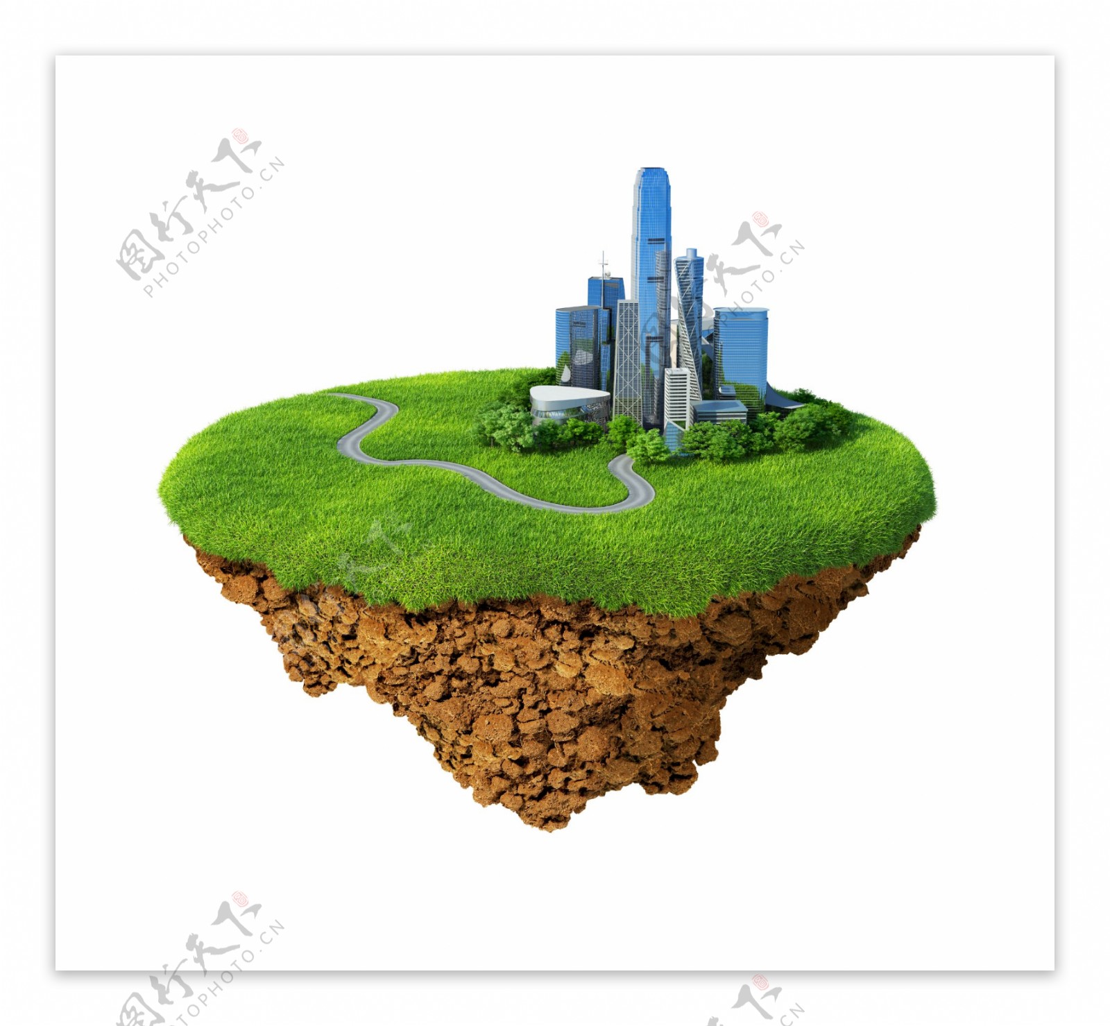 绿色城市飘浮岛图片图片