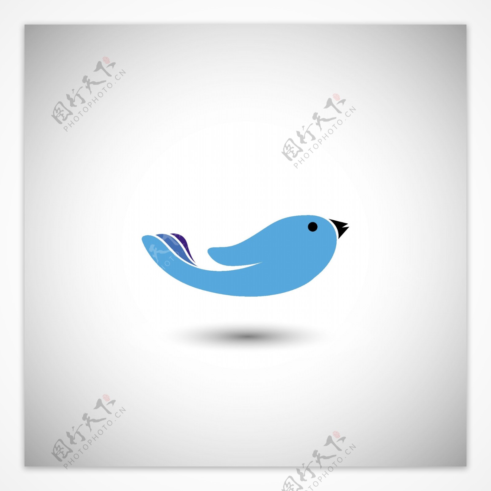 蓝色的抽象鸟标志