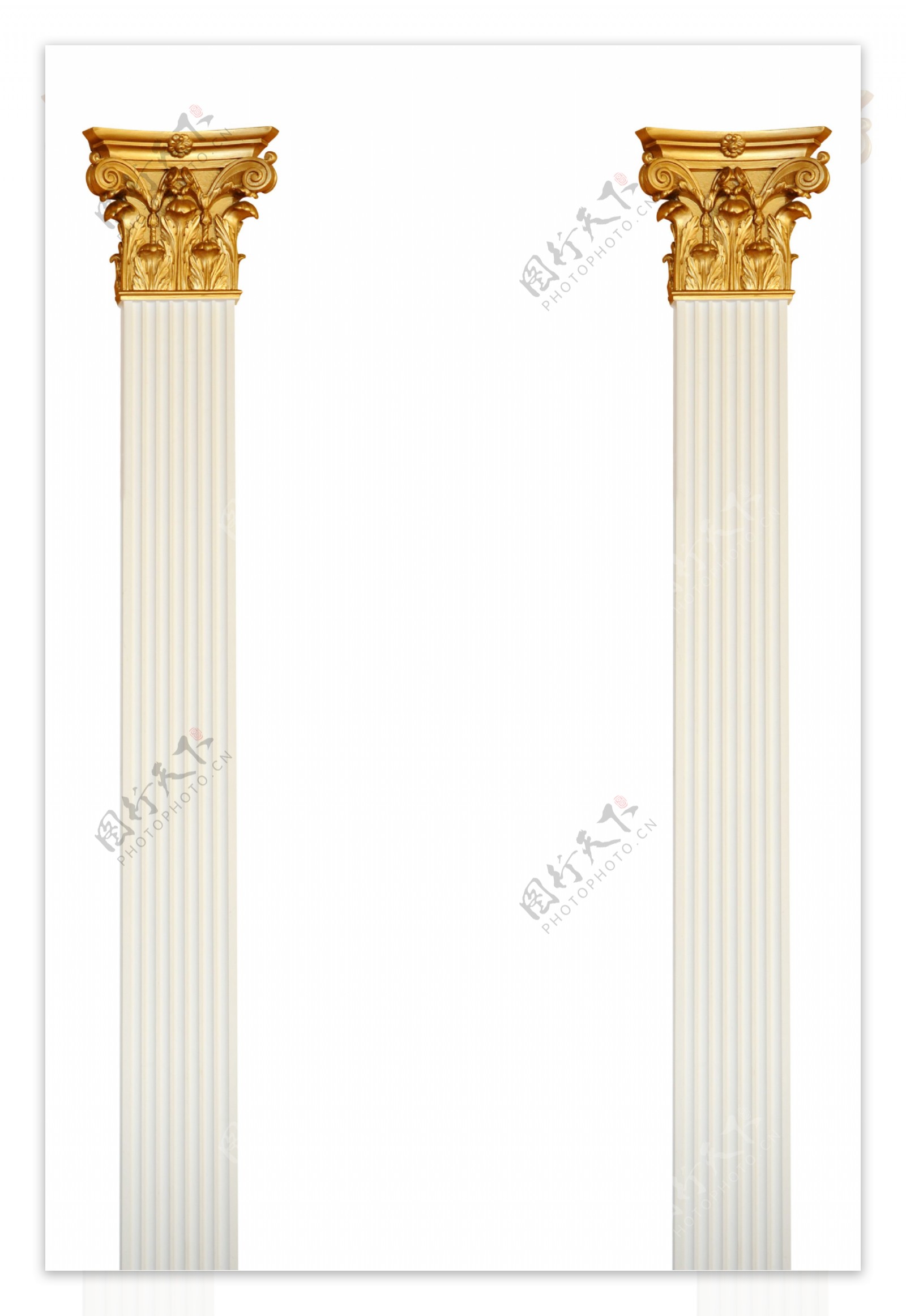 顶端金色花纹罗马柱图片