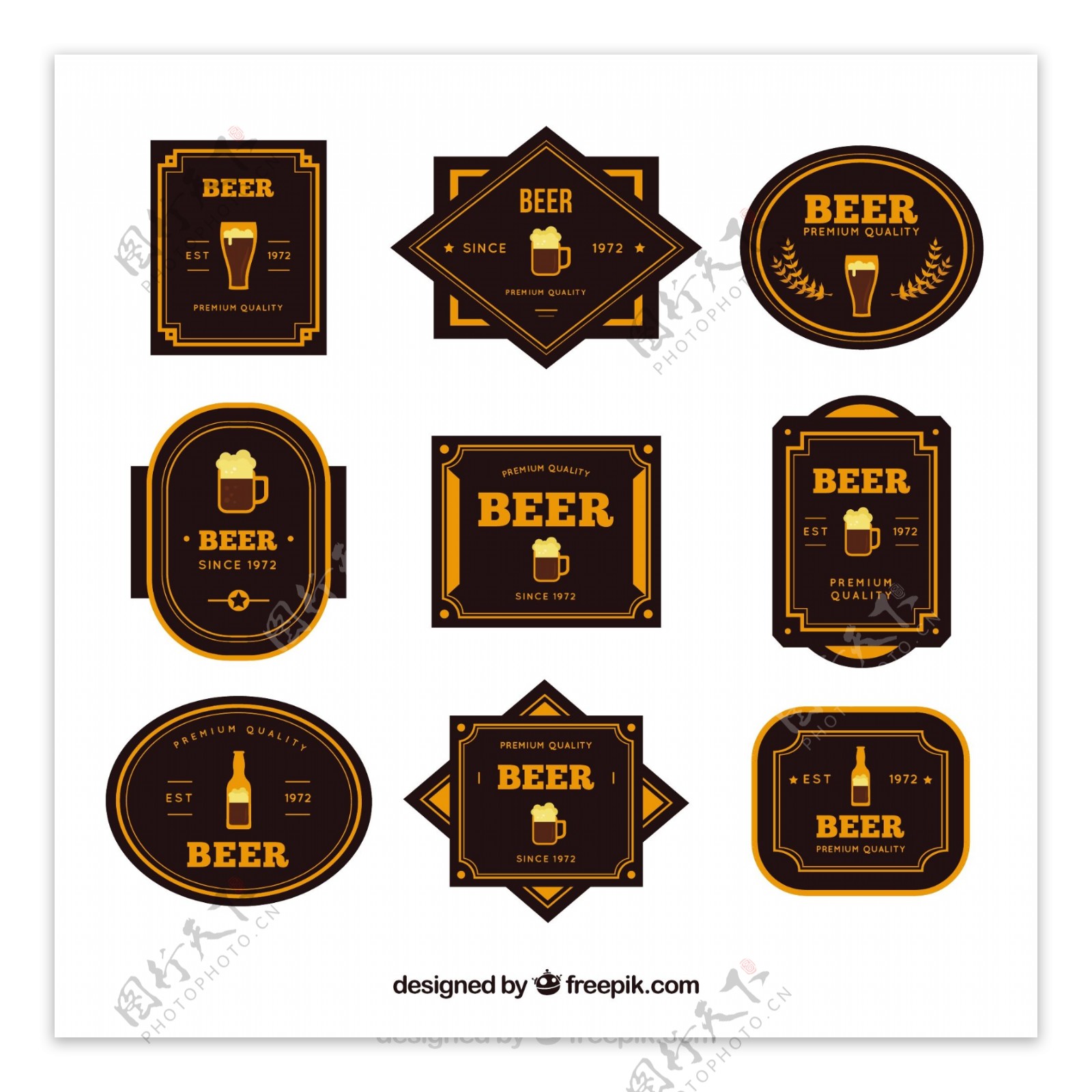 各种复古啤酒贴图标